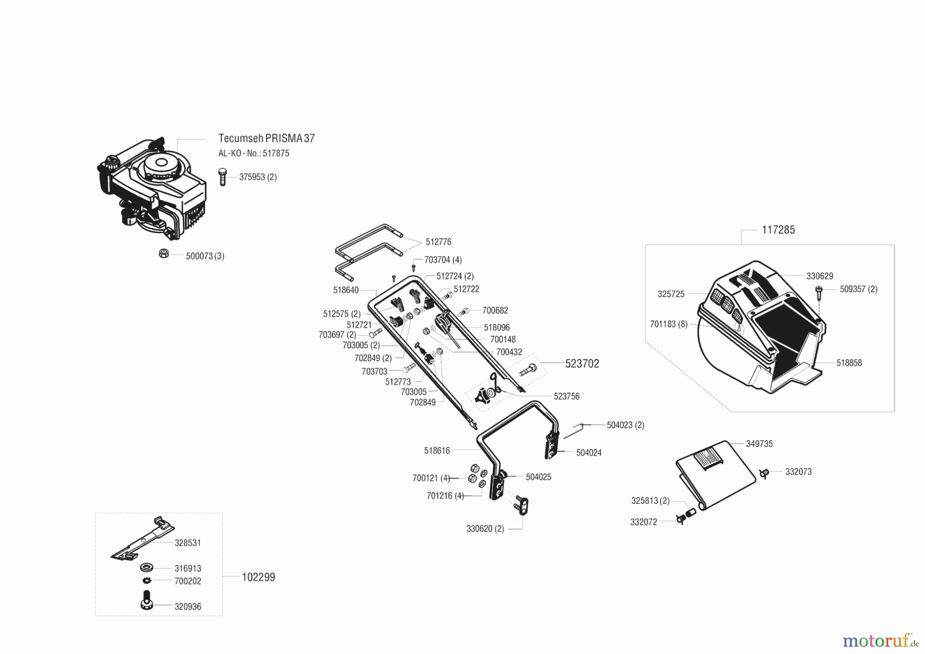 AL-KO Gartentechnik Benzinrasenmäher 48 BHR Öbau ab 01/1996 Seite 1