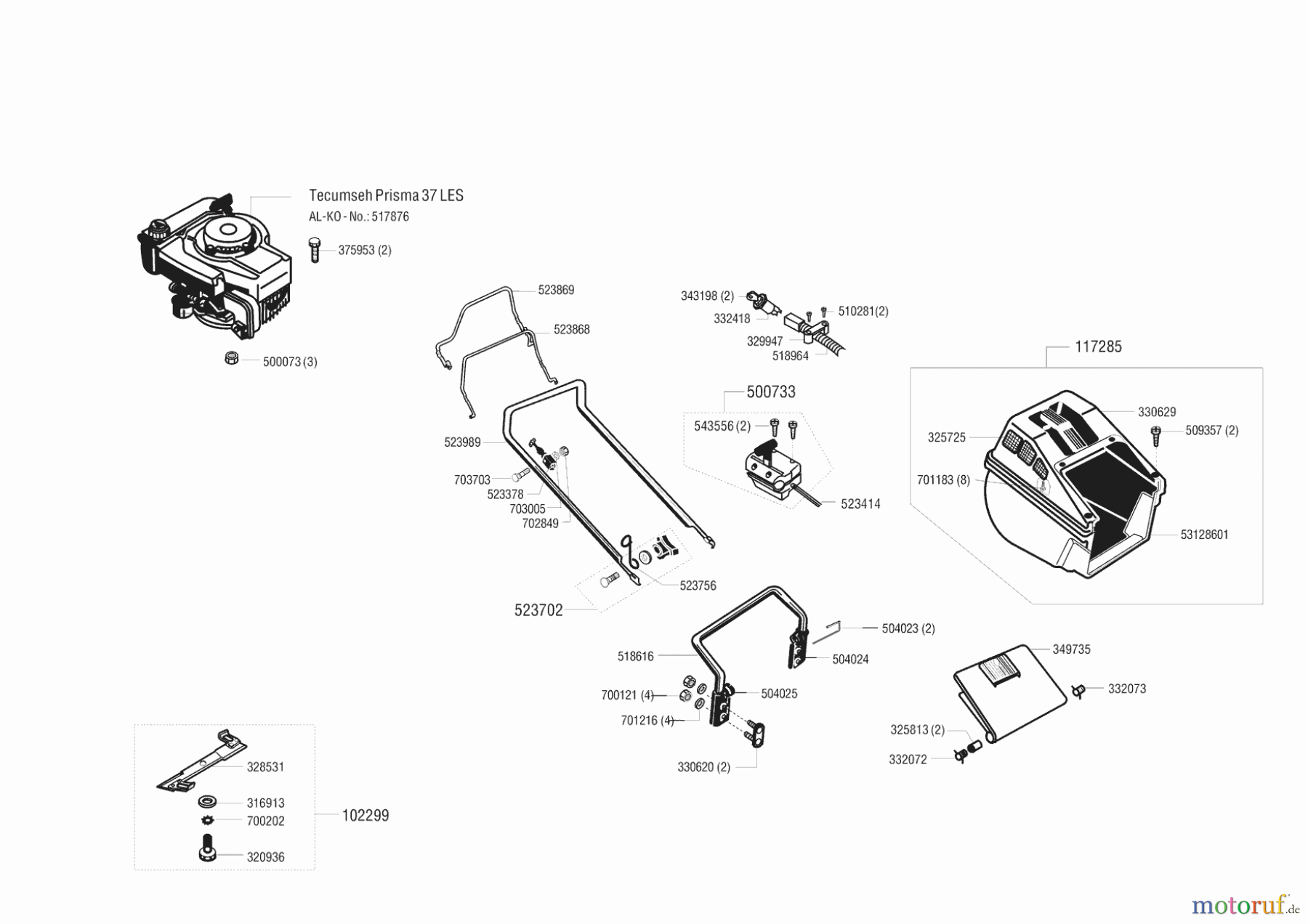 AL-KO Gartentechnik Benzinrasenmäher Turbo Silent HRE ab 04/1996 Seite 1