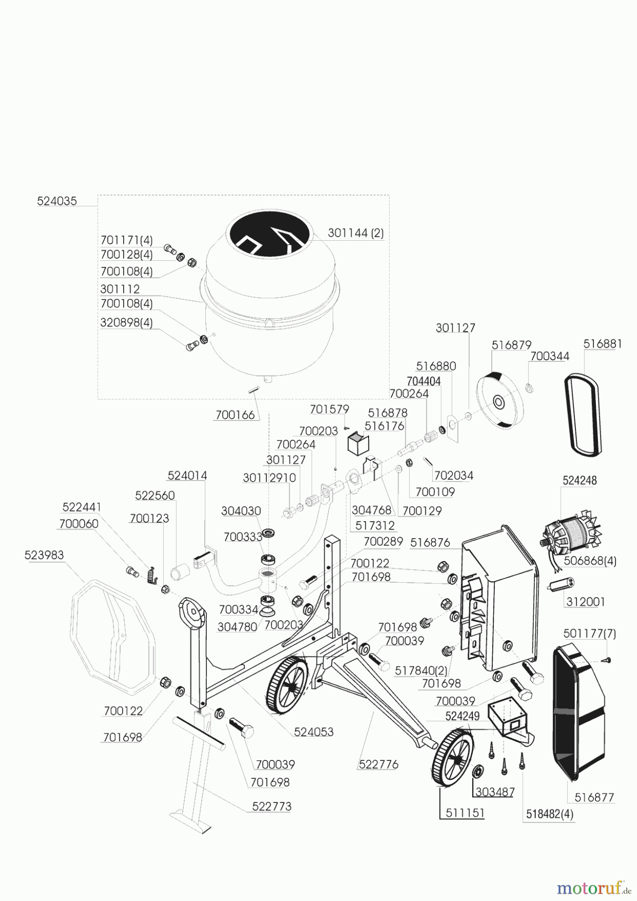 AL-KO Heimwerkertechnik Betonmörtelmaschinen ZB 1401 S/220V 09/1996 - 06/1999 Seite 1