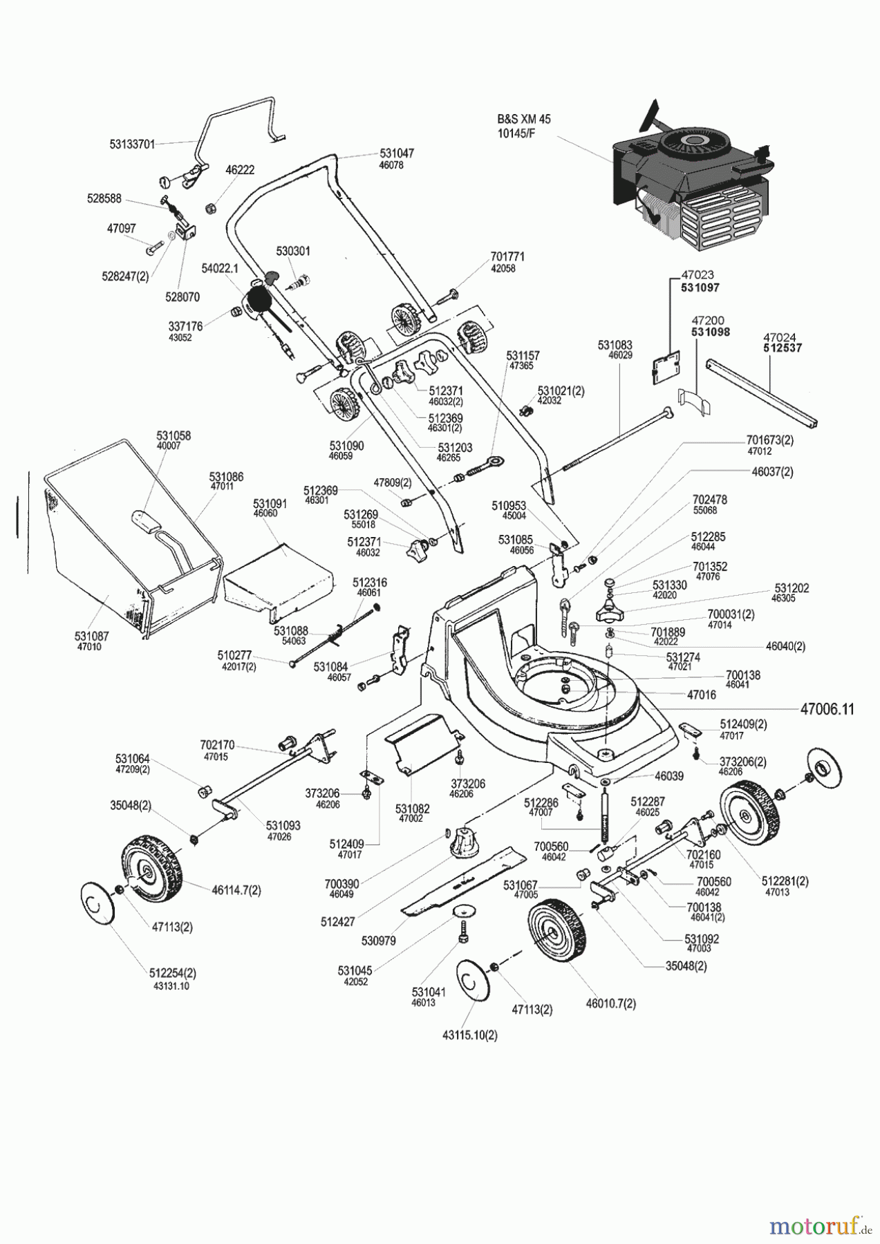 Secura Gartentechnik Benzinrasenmäher A 4547 B 03/1998 Seite 1