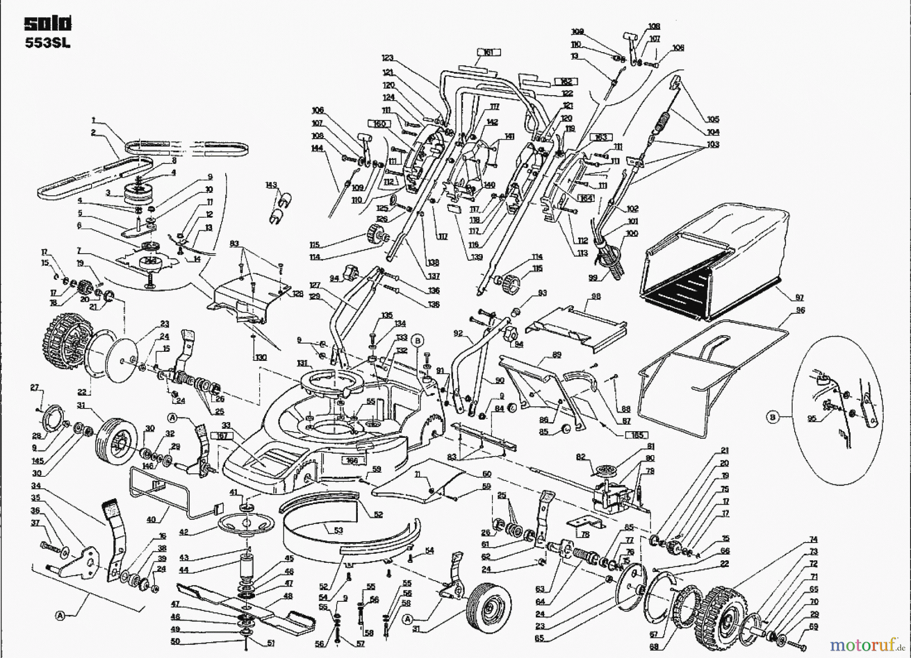 Solo by AL-KO Gartentechnik Benzinrasenmäher 553 SL ET 081998 Druck 9 553 702 SL 08/1998 [SN: ET 081998 Druck 9 553 702 SL] - 03/1999 [SN: ET 031999 Druck 9 553 704] Seite 1