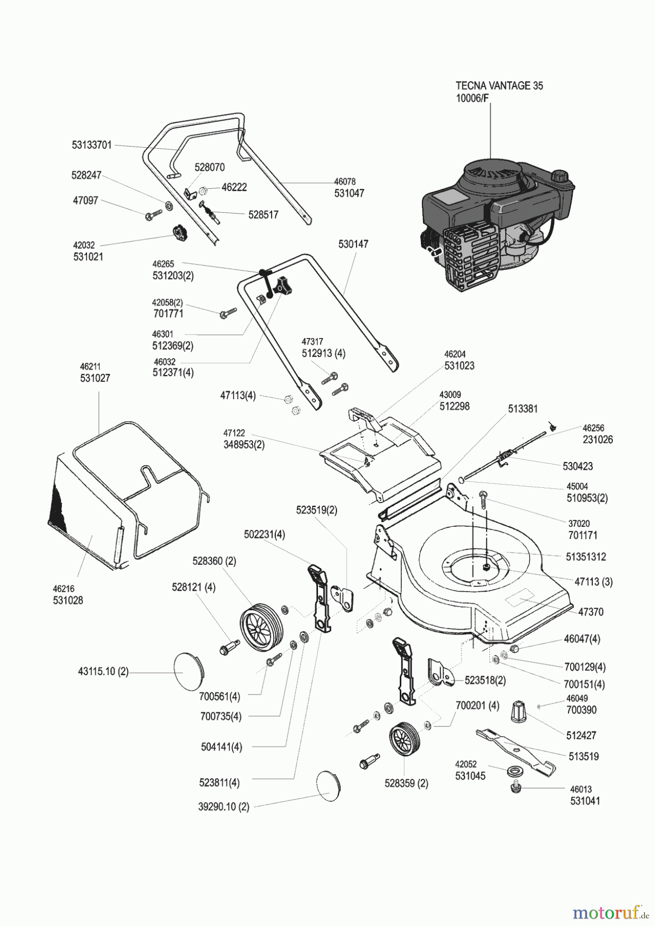 Orion Gartentechnik Benzinrasenmäher 444 A 12/1998 - 12/2001 Seite 1
