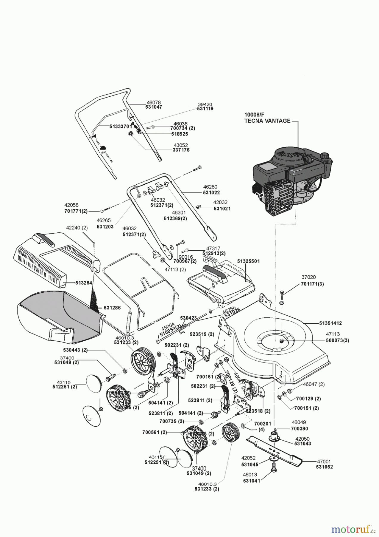 Orion Gartentechnik Benzinrasenmäher 464 A ab 12/1998 Seite 1