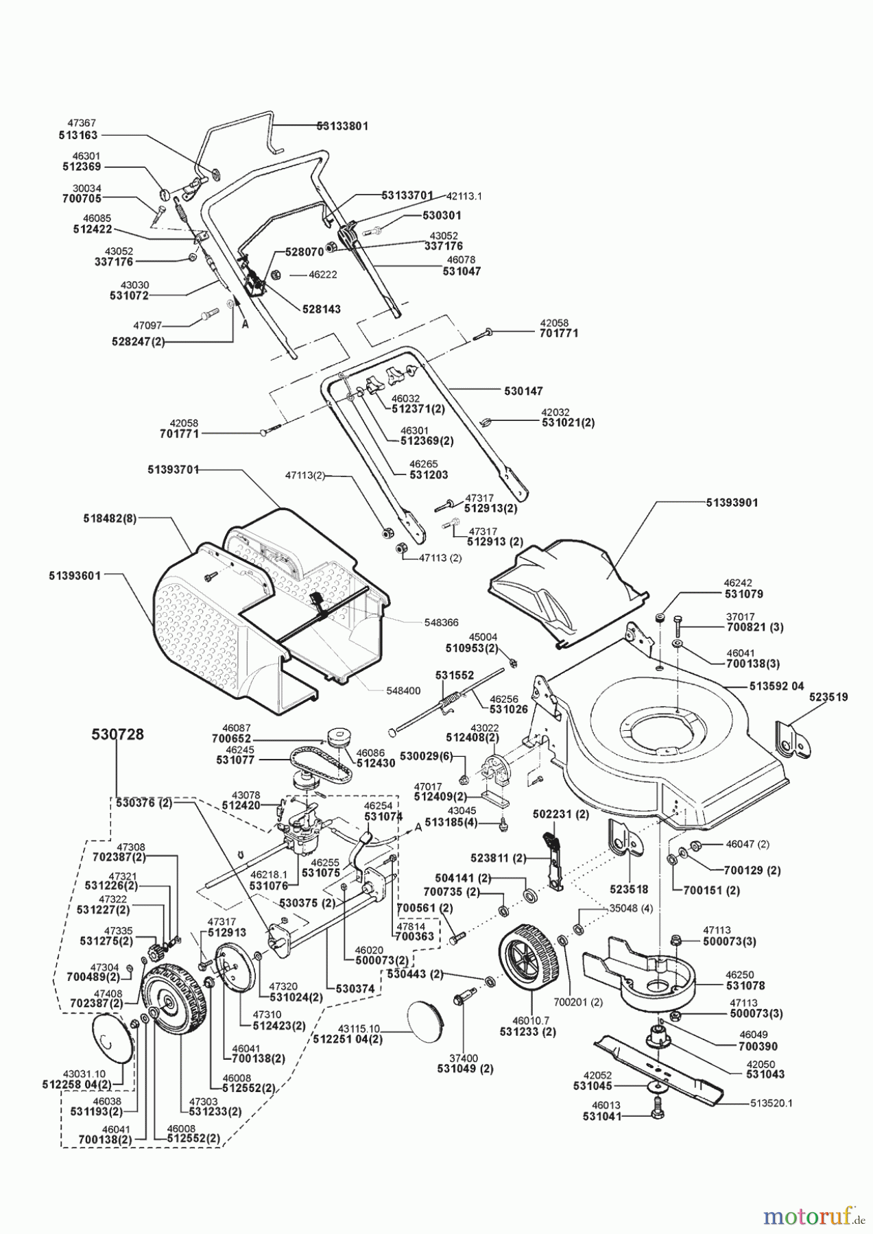 AL-KO Gartentechnik Benzinrasenmäher 46 BR 12/1998 - 05/2001 Seite 1
