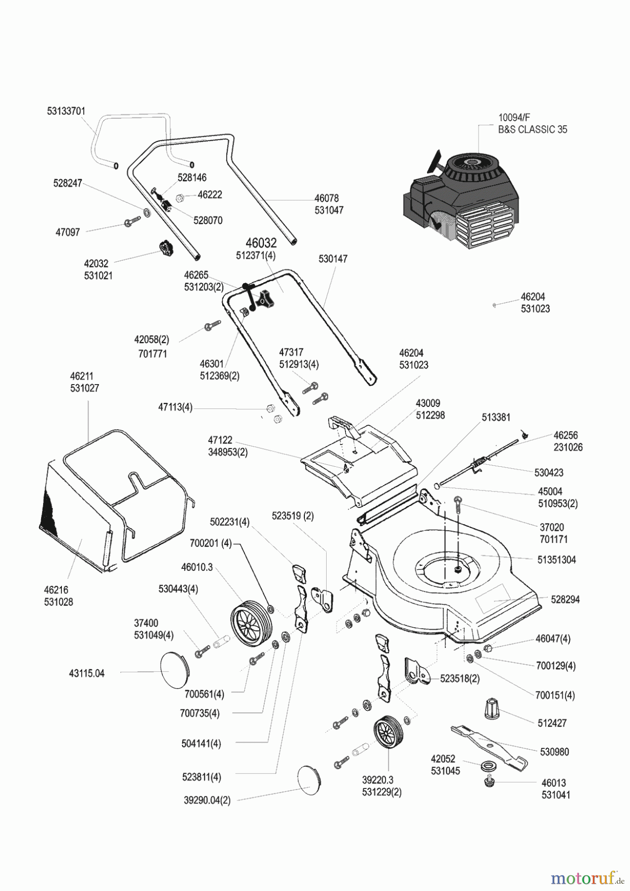 AL-KO Gartentechnik Benzinrasenmäher Orga 410 B 12/1998 - 07/2001 Seite 1