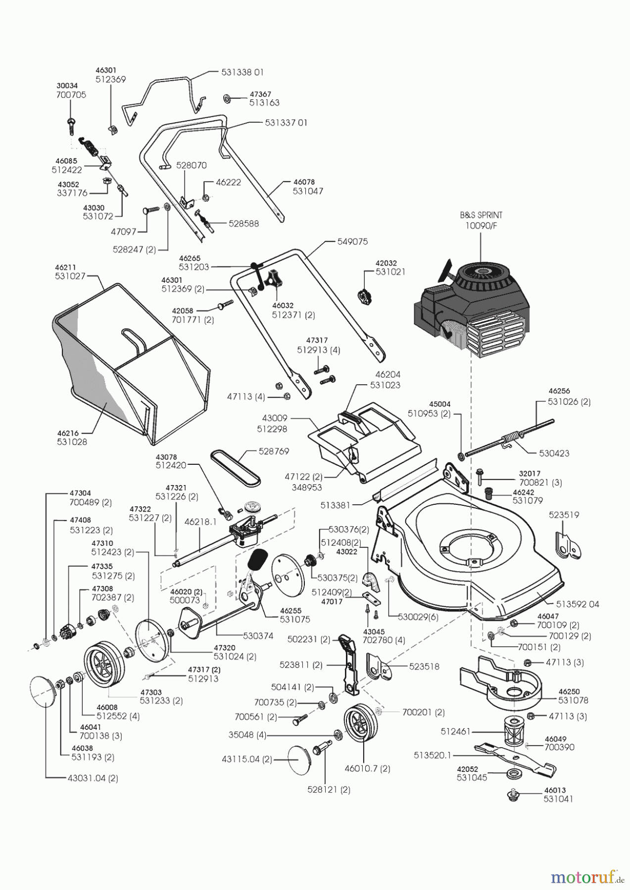 AL-KO Gartentechnik Benzinrasenmäher Orga 480 BR 05/1999 - 05/2001 Seite 1