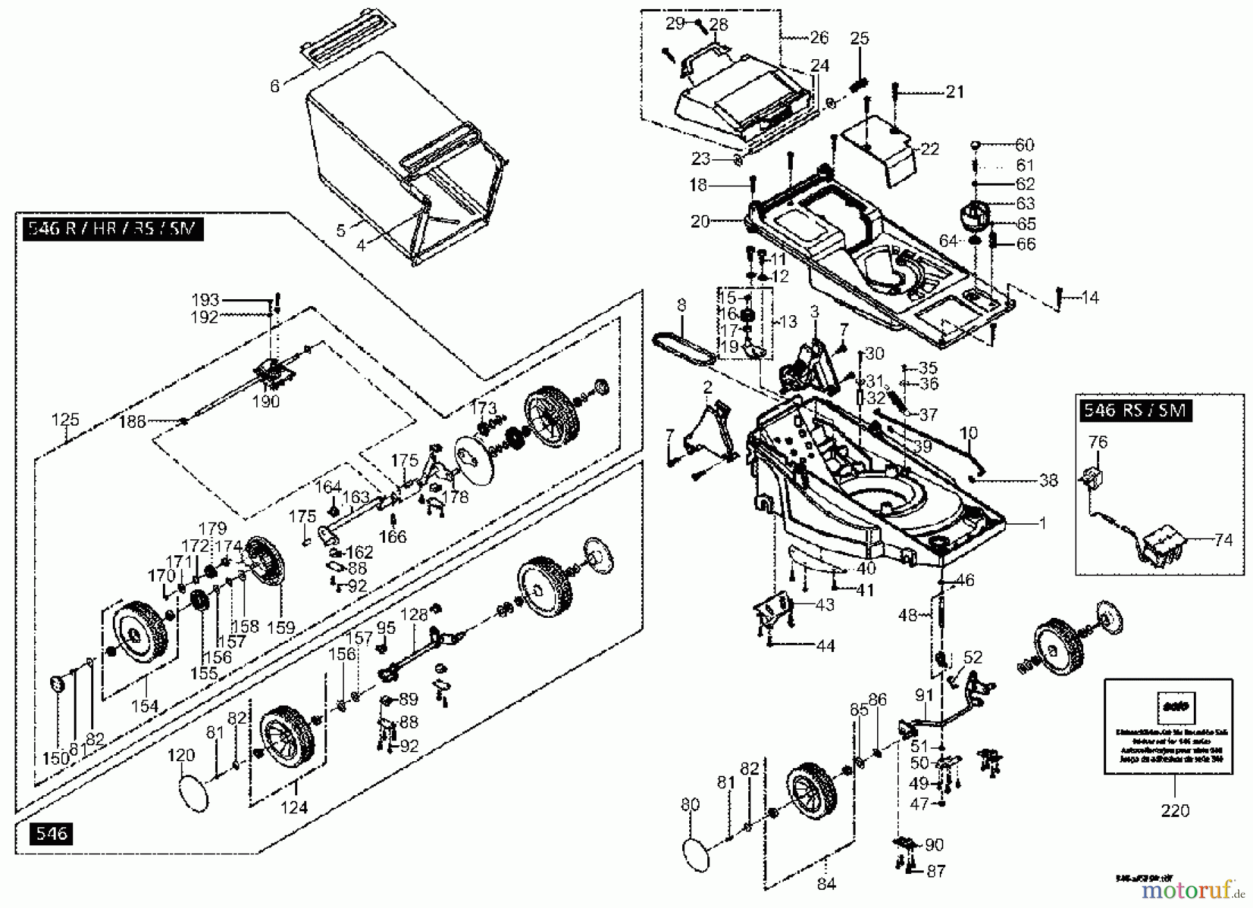  Solo by AL-KO Gartentechnik Benzinrasenmäher Primo 546 R / RT / S / RS / RO / SM / ZR / HR / HRM ET 051999 Druck 9 546 708 05/1999 [SN: ET 051999 Druck 9 546 708] - 07/2001 [SN: ET 072001 Druck 546/550] Seite 1