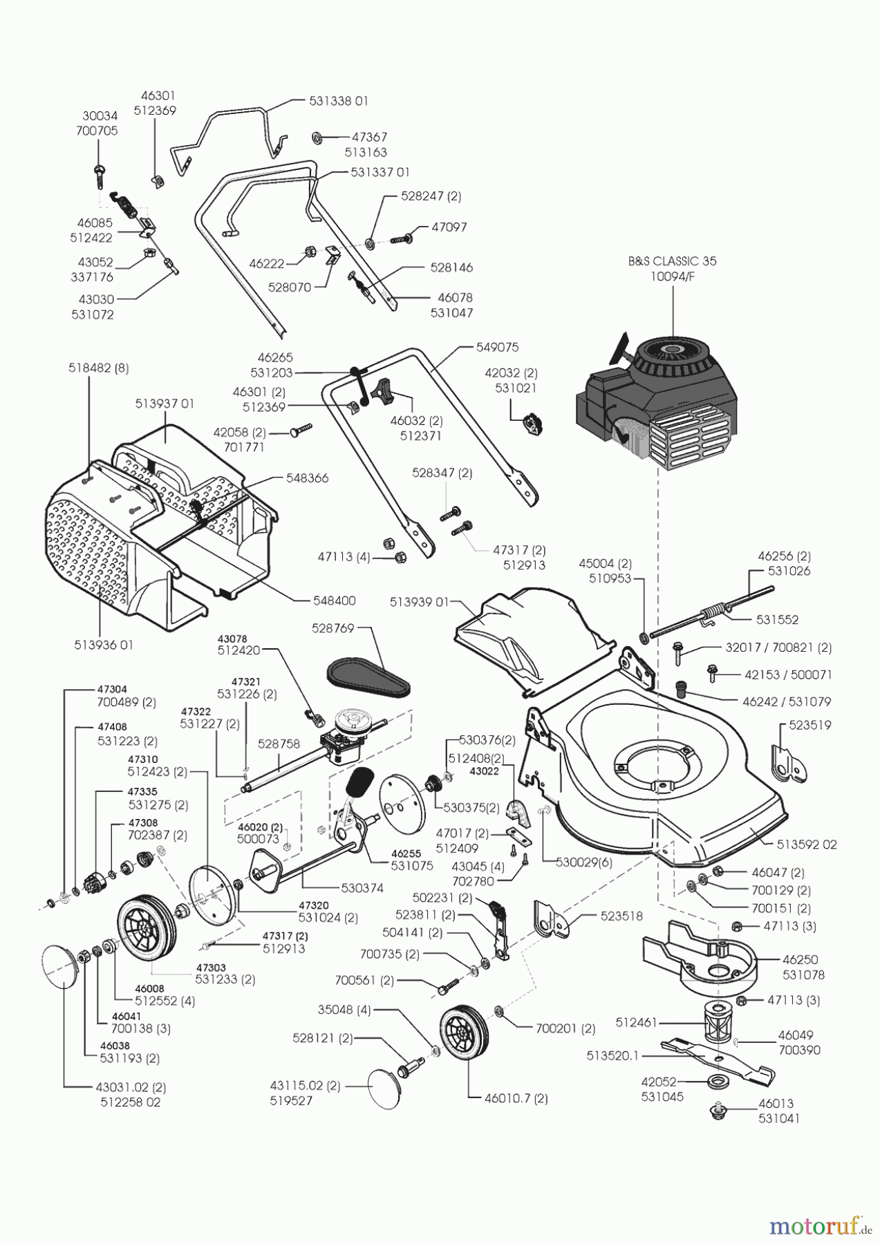 Orion Gartentechnik Benzinrasenmäher 46 BR 10/1999 - 02/2002 Seite 1