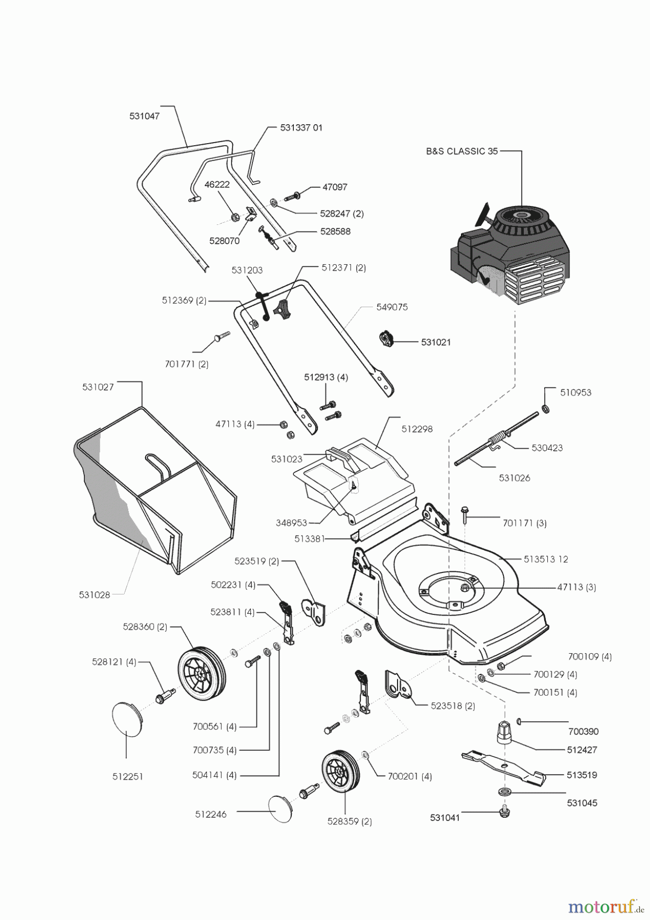 AL-KO Gartentechnik Benzinrasenmäher Aldi 444 A 02/2000 - 02/2001 Seite 1