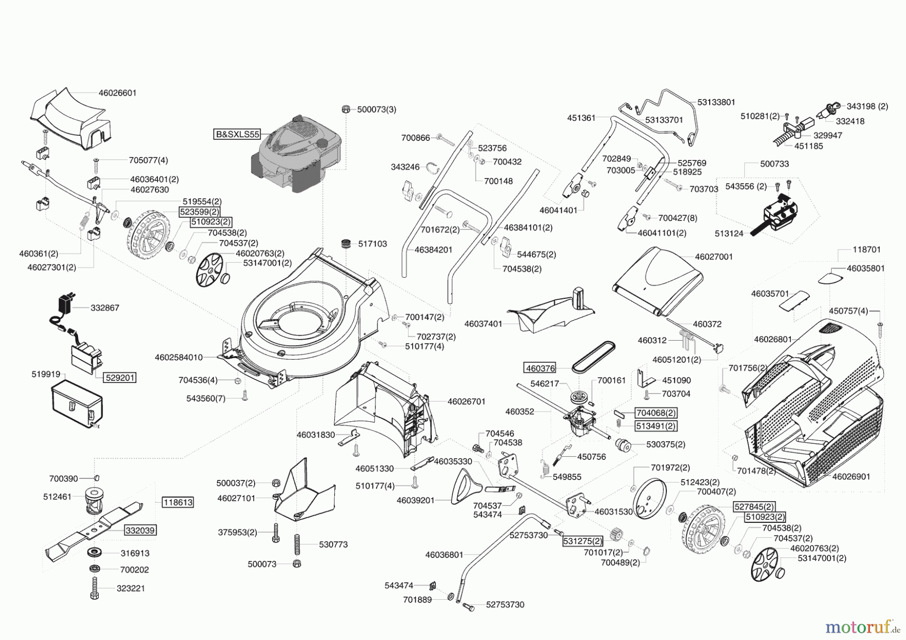  Dehner Gartentechnik Benzinrasenmäher B 470 HESZM ab 07/2006 Seite 1
