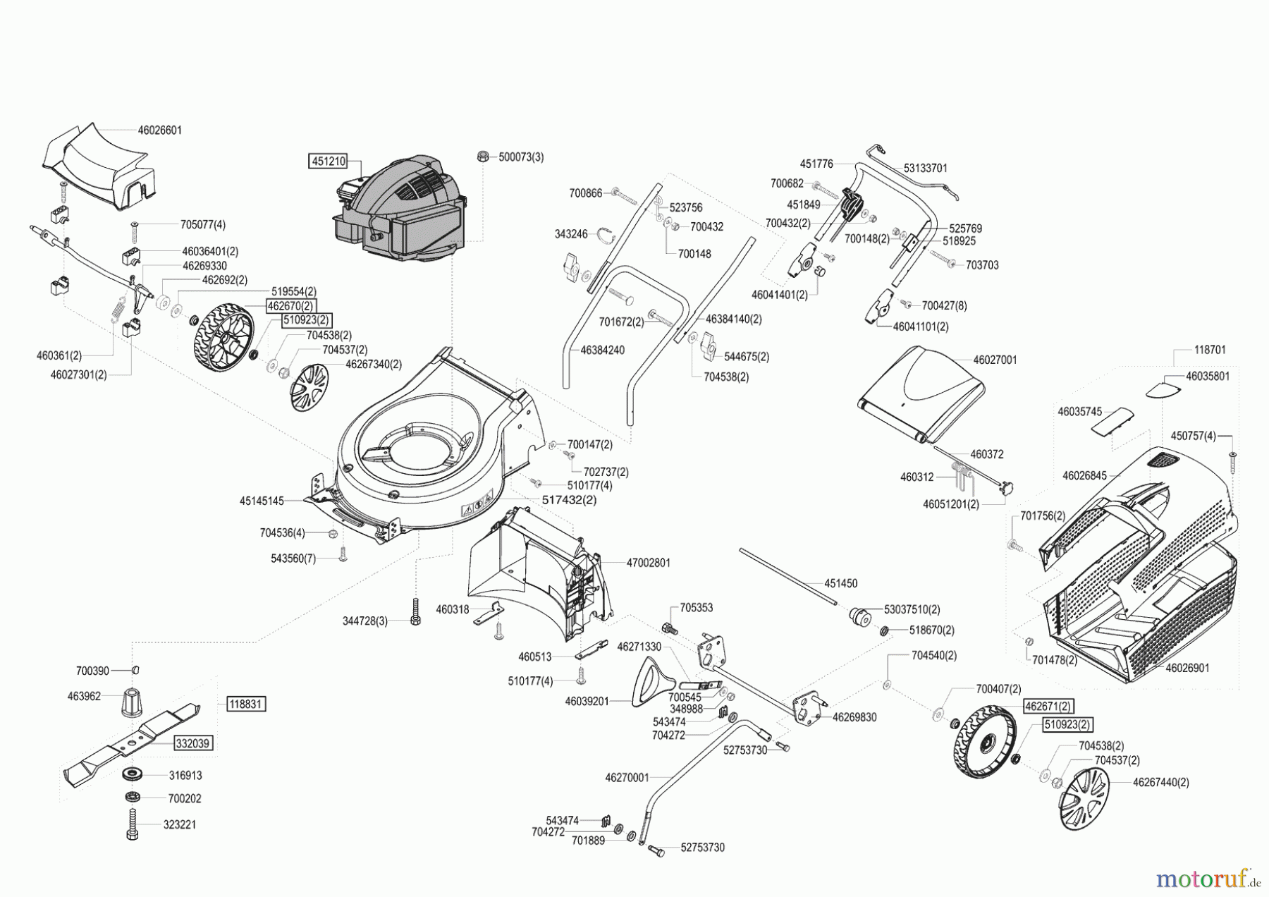 Migros Gartentechnik Benzinrasenmäher PROFI-LINE 47 BH ab 01/2009 Seite 1