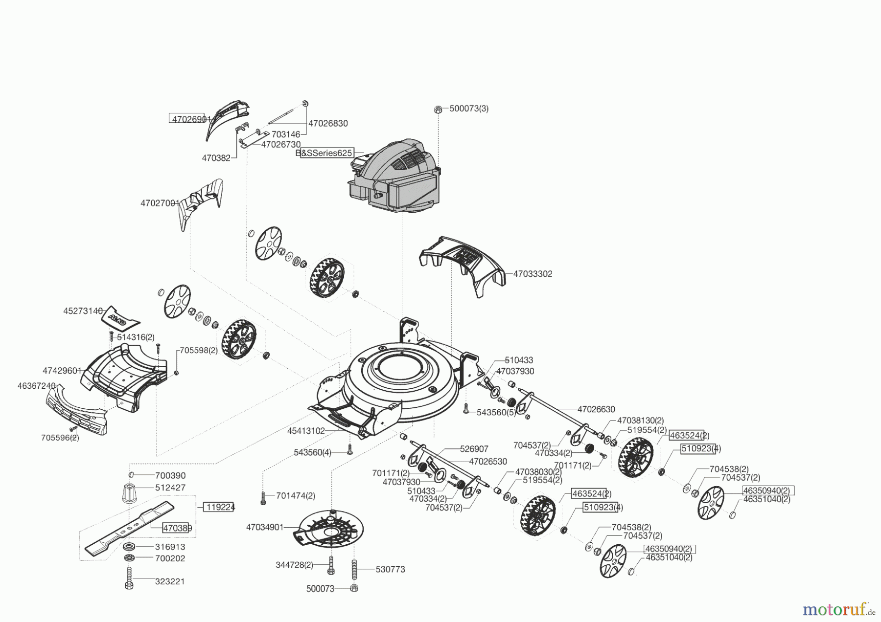  Powerline Gartentechnik Mulchmäher 4600 B Bio  11/2011 - 03/2019 Seite 1