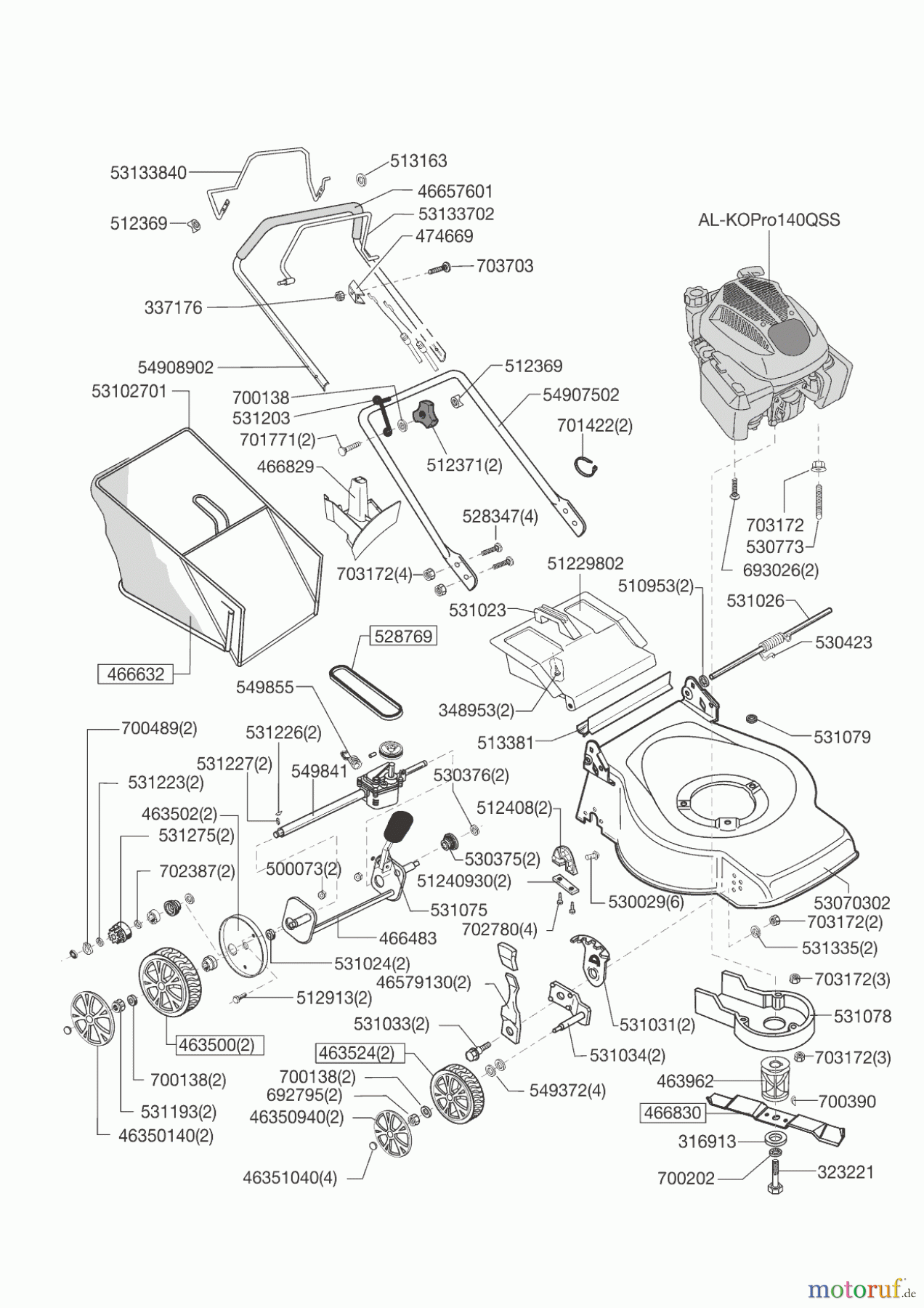 AL-KO Gartentechnik Benzinrasenmäher Selection OHV 46.3 BR ab 01/2014 Seite 1