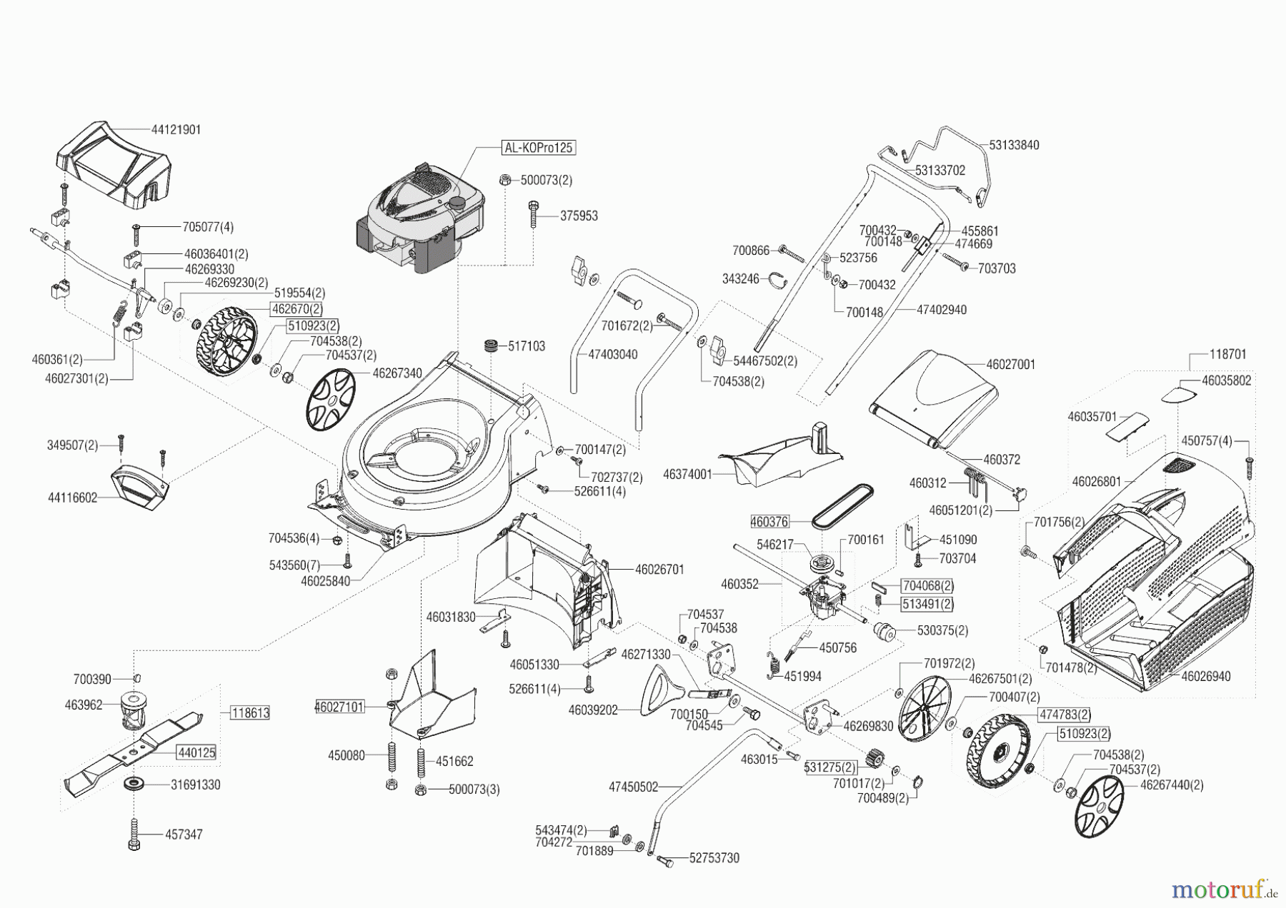  AL-KO Gartentechnik Benzinrasenmäher HB 4.6 BA SILVER  ab 03/2018 Seite 1