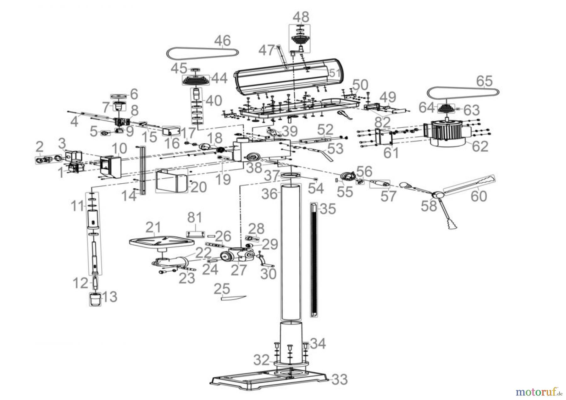 Ryobi (Schlag-)Bohrschrauber Tischbohrmaschine Tischbohrmaschine GTB 20/812 R+L Art.Nr.: 55208 FSL55208-02 Seite 1