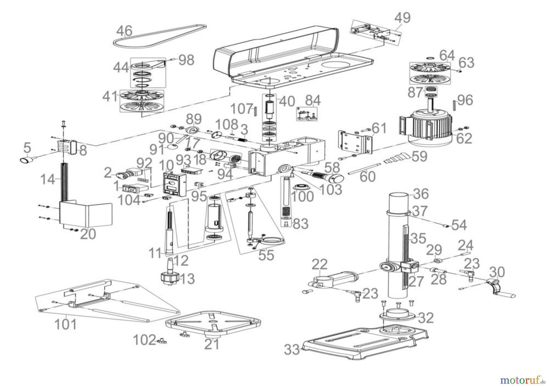 Ryobi (Schlag-)Bohrschrauber Tischbohrmaschine Tischbohrmaschine GTB 16/500 VARIO Art.Nr.: 55220 FSL55220-01 Seite 1