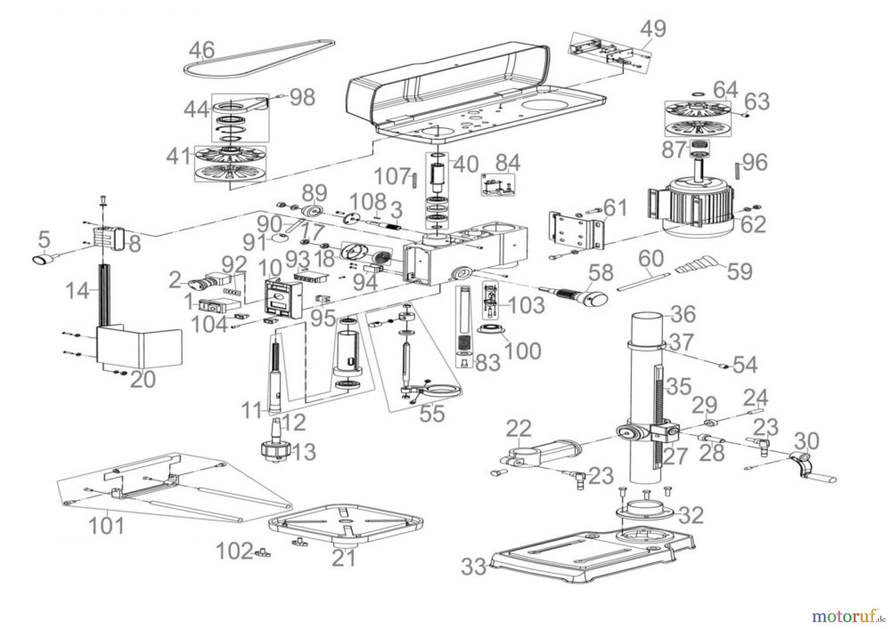 Ryobi (Schlag-)Bohrschrauber Tischbohrmaschine Tischbohrmaschine GTB 16/500 VARIO Art.Nr.: 55220 FSL55220-02 Seite 1