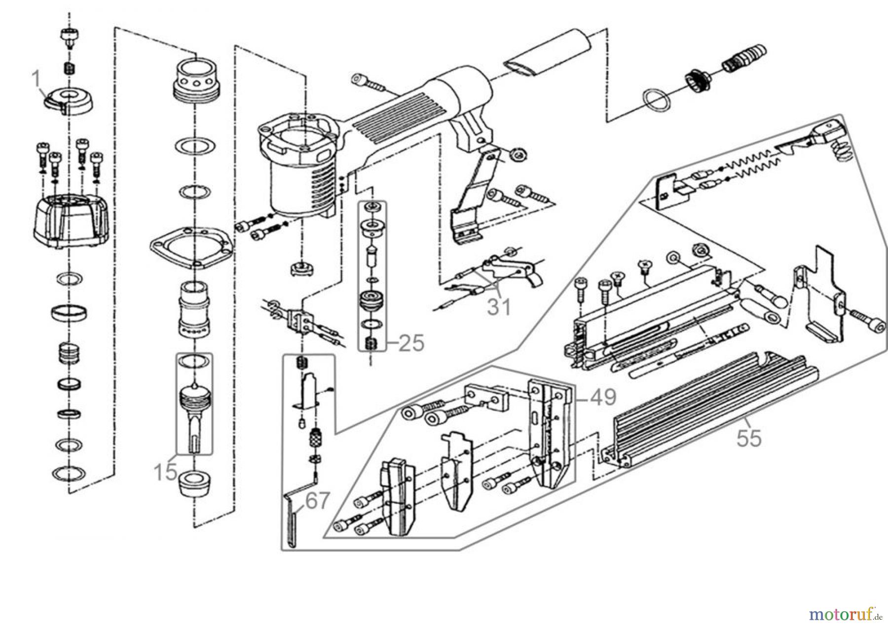 Güde Drucklufttechnik Druckluftwerkzeuge Nagler & Tacker Druckluft-Klammergerät/Nagler Art.Nr.: 40220 FSL40220-03 Seite 1