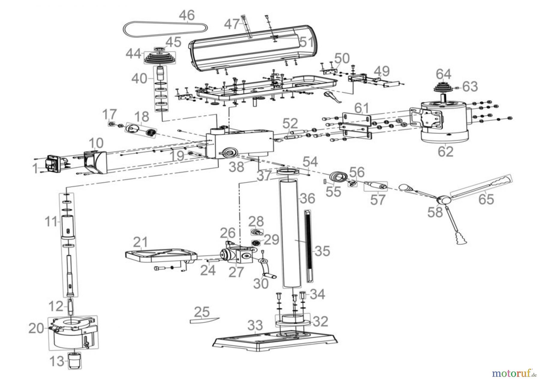 Ryobi (Schlag-)Bohrschrauber Tischbohrmaschine Tischbohrmaschine GTB 16/612 R+L Art.Nr.: 55204 FSL55204-03 Seite 1