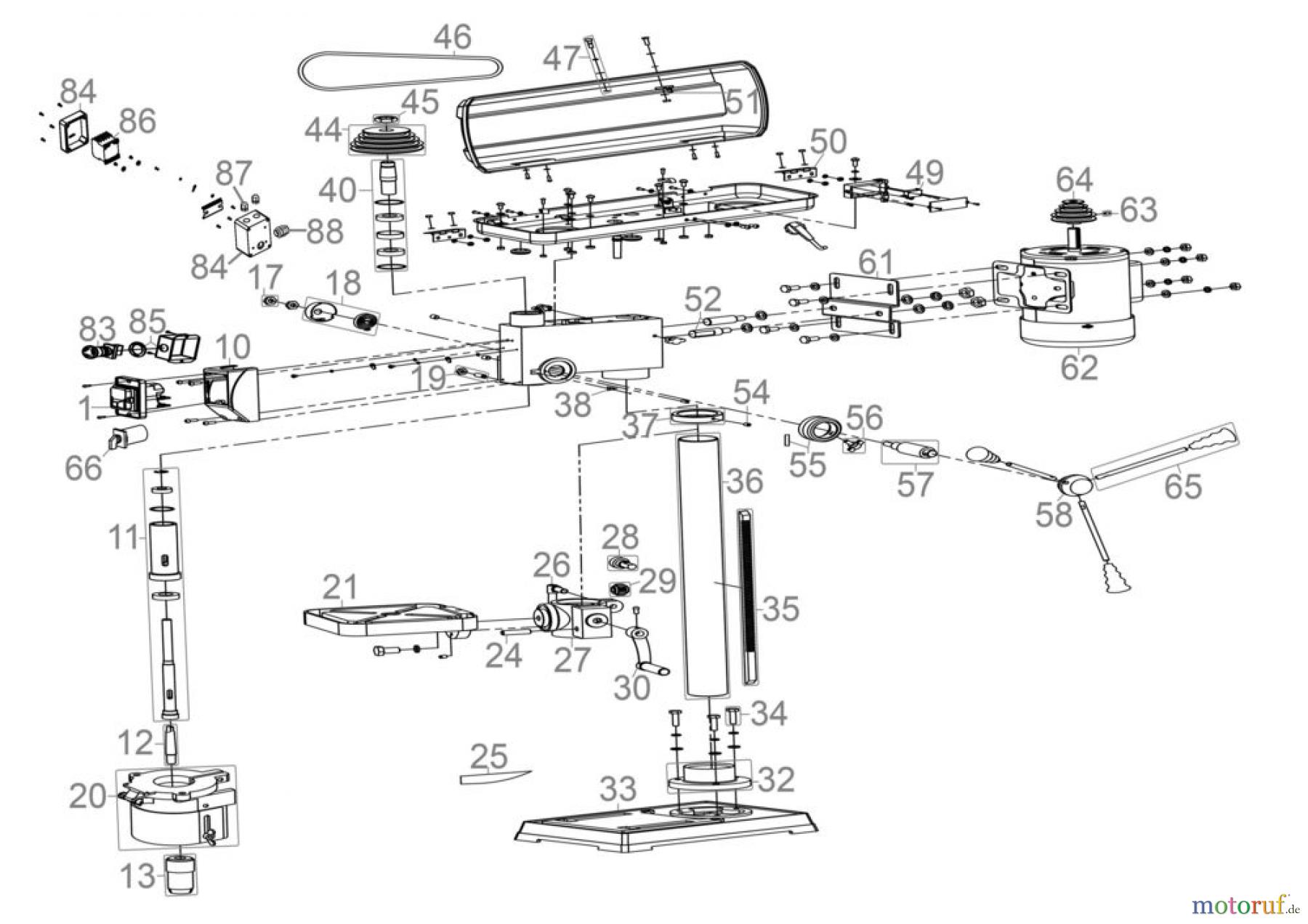  Ryobi (Schlag-)Bohrschrauber Tischbohrmaschine Tischbohrmaschine GTB 16/612 R+L Art.Nr.: 55204 FSL55204-04 Seite 1