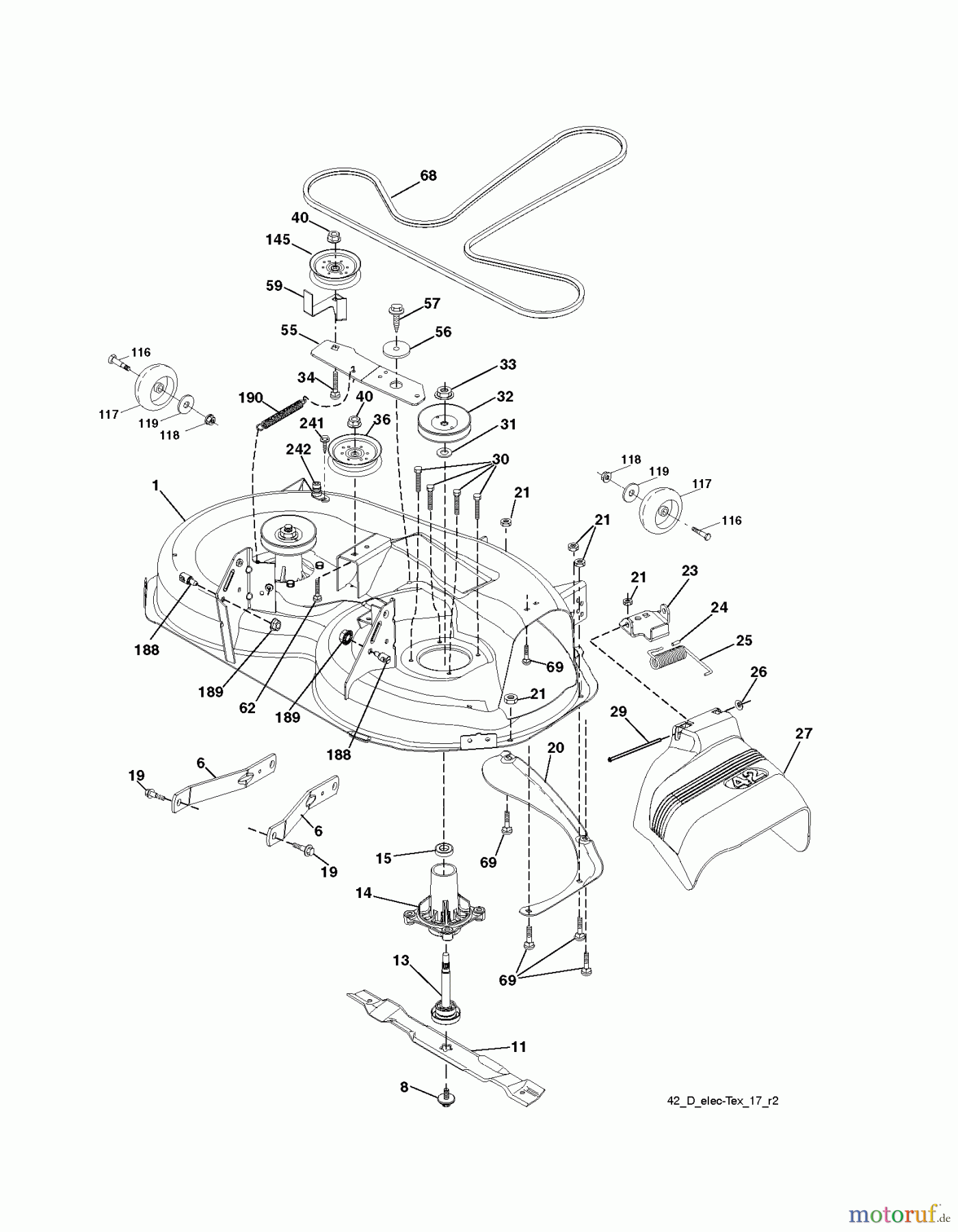 Husqvarna Rasen und Garten Traktoren LTH 2142 (96041017203) - Husqvarna Lawn Tractor (2011-05 & After) MOWER DECK / CUTTING DECK