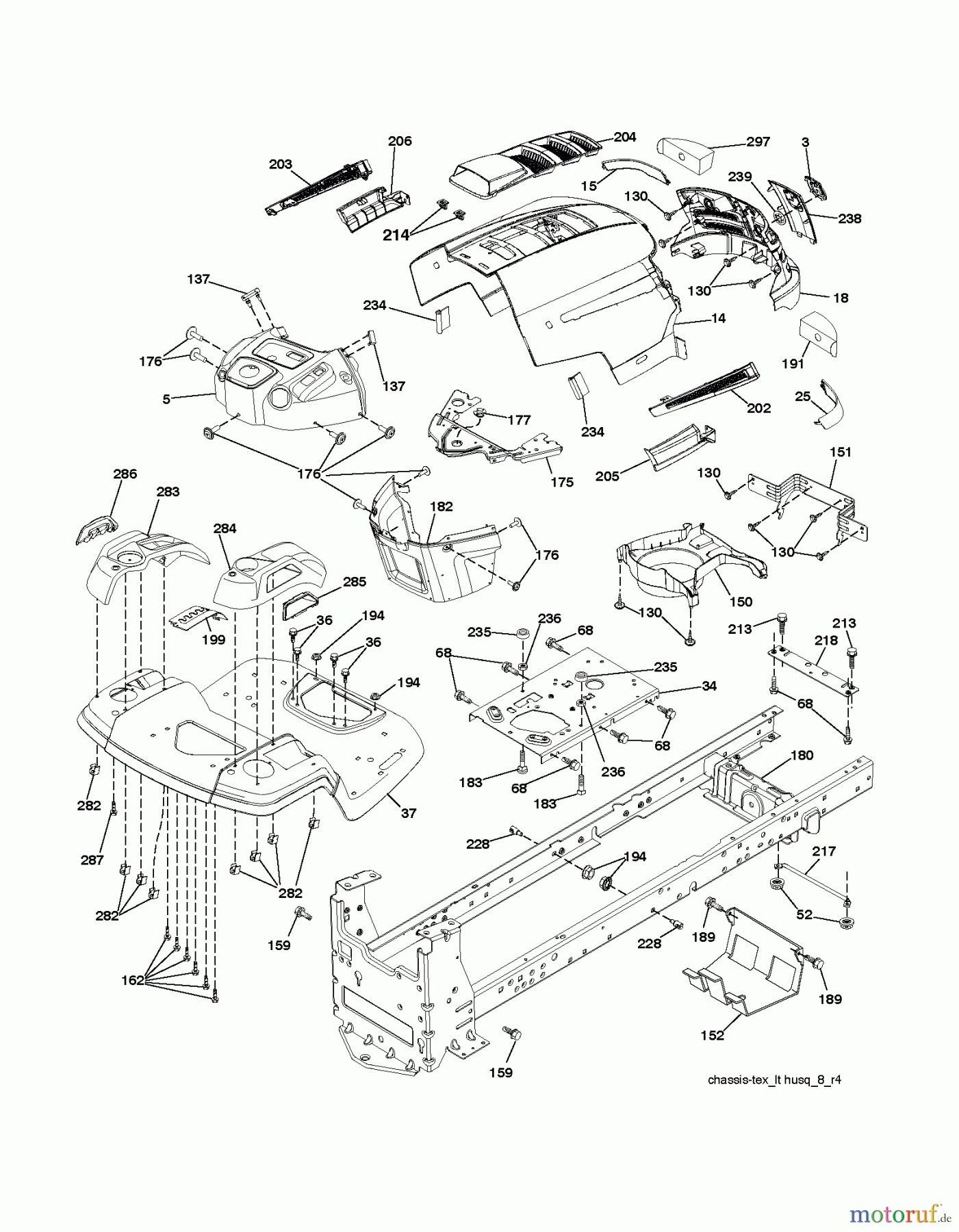 Husqvarna Rasen und Garten Traktoren LTH 2142 (96041017203) - Husqvarna Lawn Tractor (2011-05 & After) CHASSIS ENCLOSURES