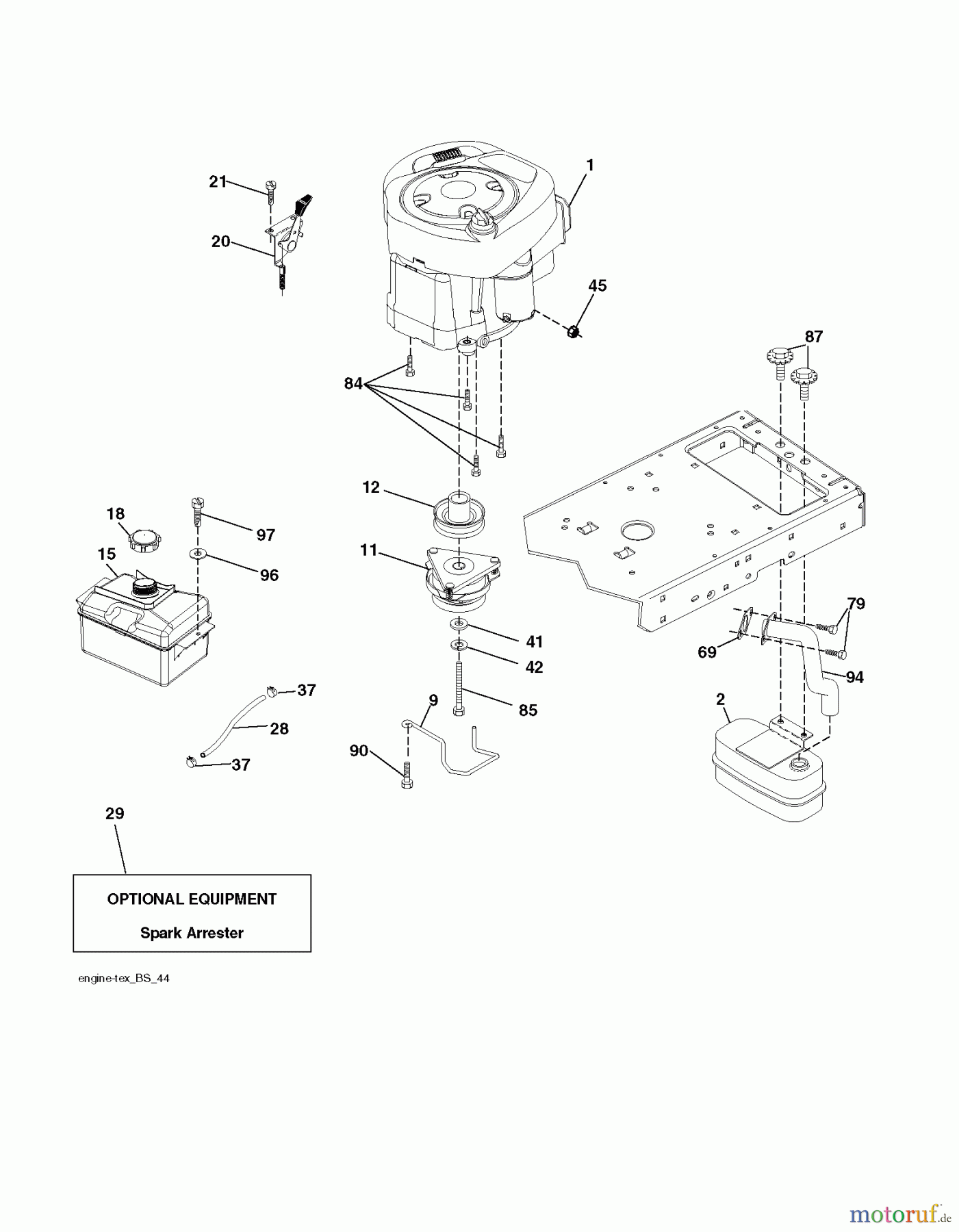 Husqvarna Rasen und Garten Traktoren LTH 2142 (96041017203) - Husqvarna Lawn Tractor (2011-05 & After) ENGINE
