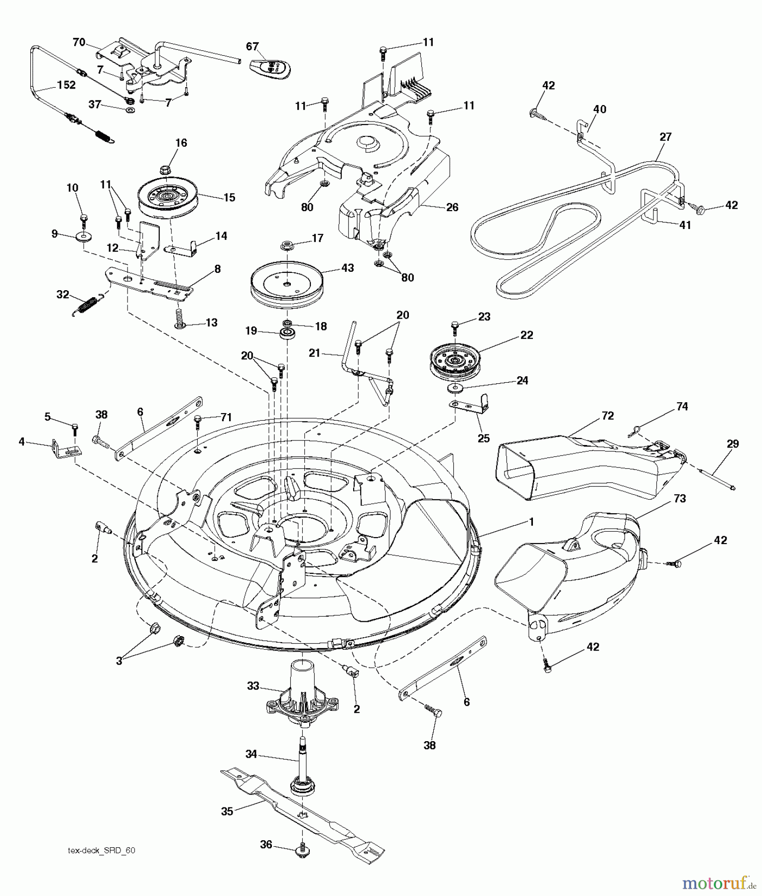 Husqvarna Rasen und Garten Traktoren SRD17530 (280023) - Husqvarna Lawn Tractor (2012-11 & After) MOWER DECK / CUTTING DECK