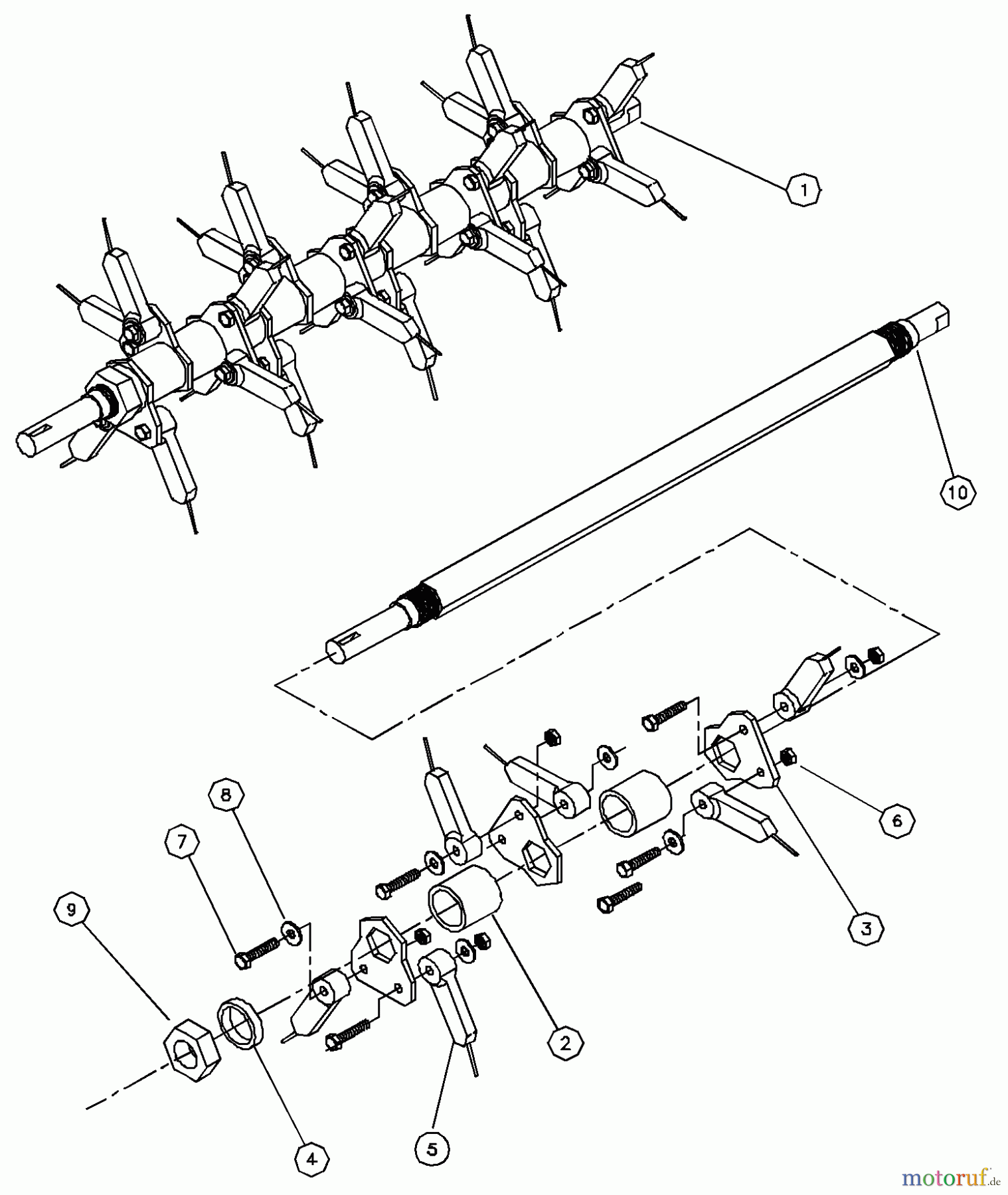 Husqvarna Belüfter / Vertikutierer / Rechen DT 20 A (968999190) - Husqvarna Dethatcher (2000-05 & After) Spring Tine Shaft Assembly