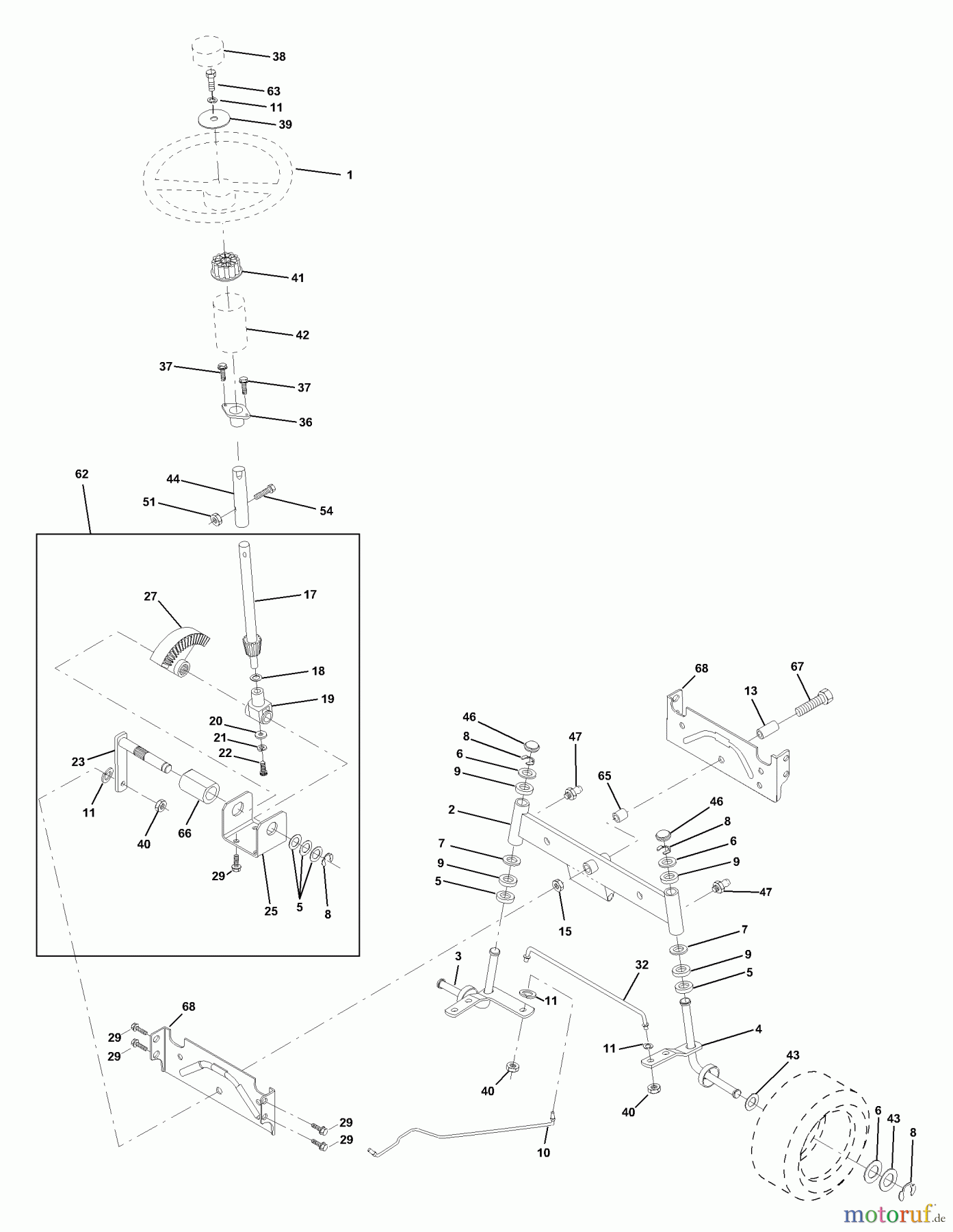 Husqvarna Rasen und Garten Traktoren YT 180 (954140009A) - Husqvarna Yard Tractor (1997-01 & After) Steering Assembly