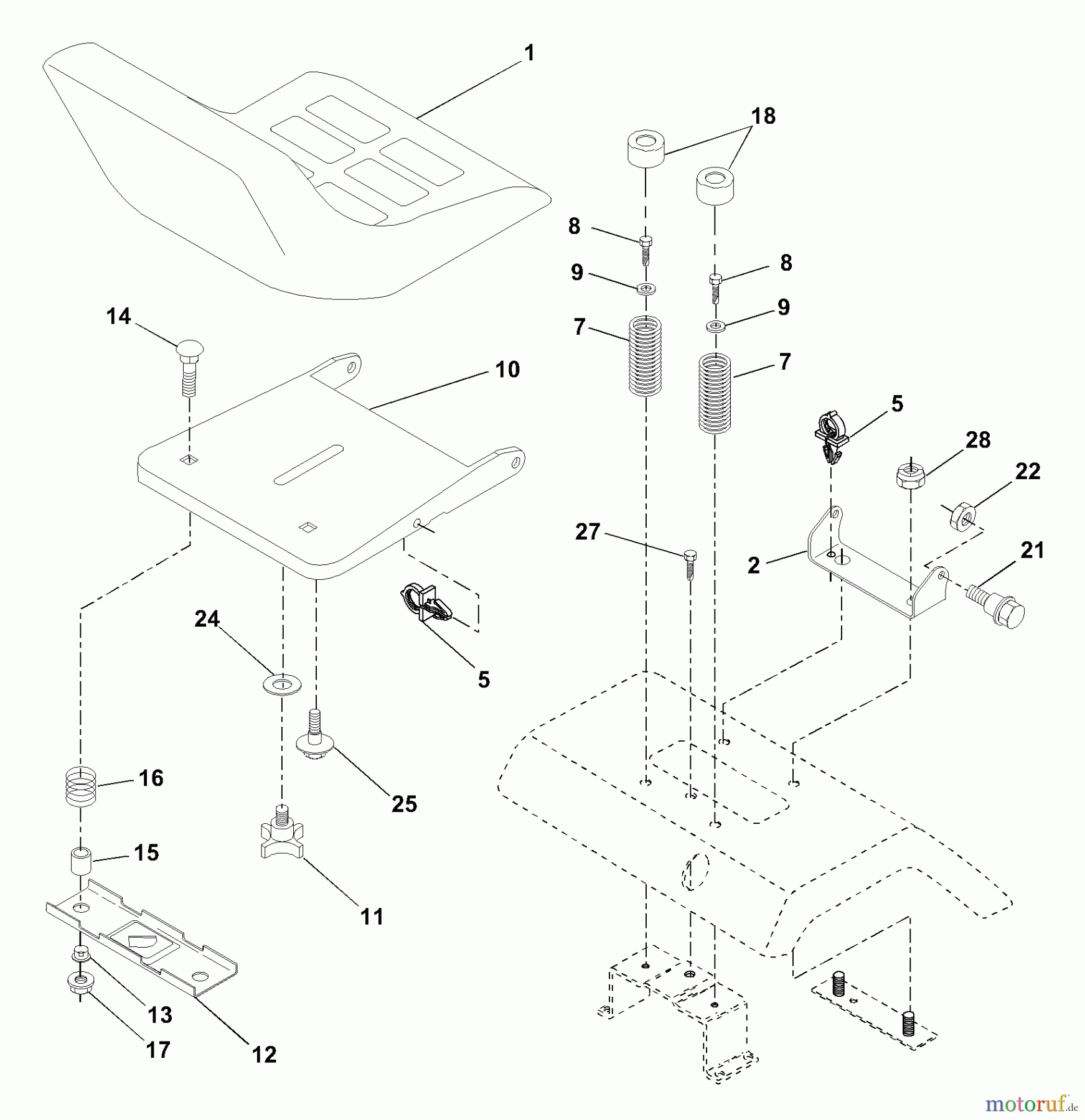 Husqvarna Rasen und Garten Traktoren YT 190 (954001982A) - Husqvarna Yard Tractor (1995-03 & After) Seat Assembly