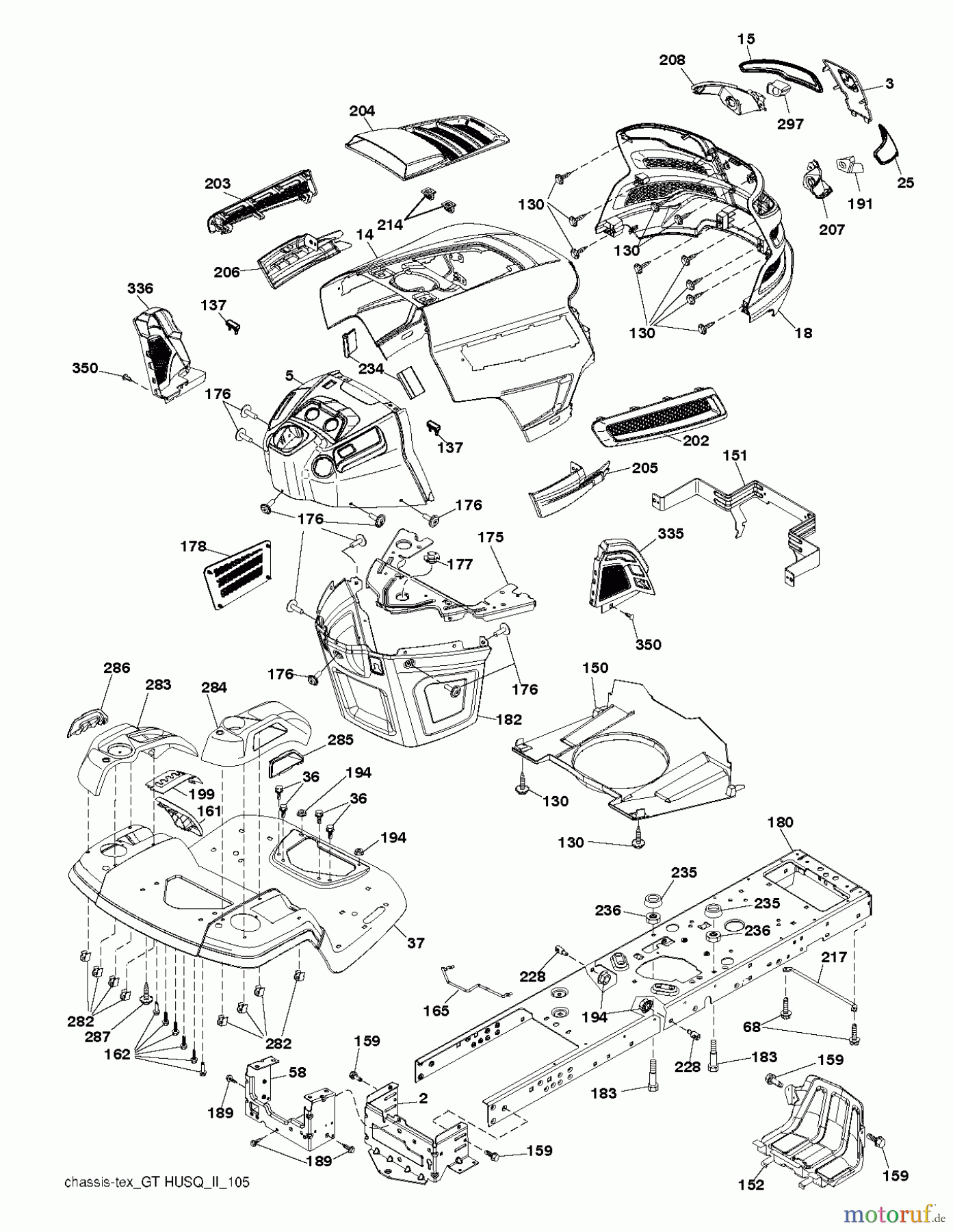 Husqvarna Rasen und Garten Traktoren YT 42XLS (96043015400) - Husqvarna Yard Tractor (2012-09 & After) CHASSIS ENCLOSURES
