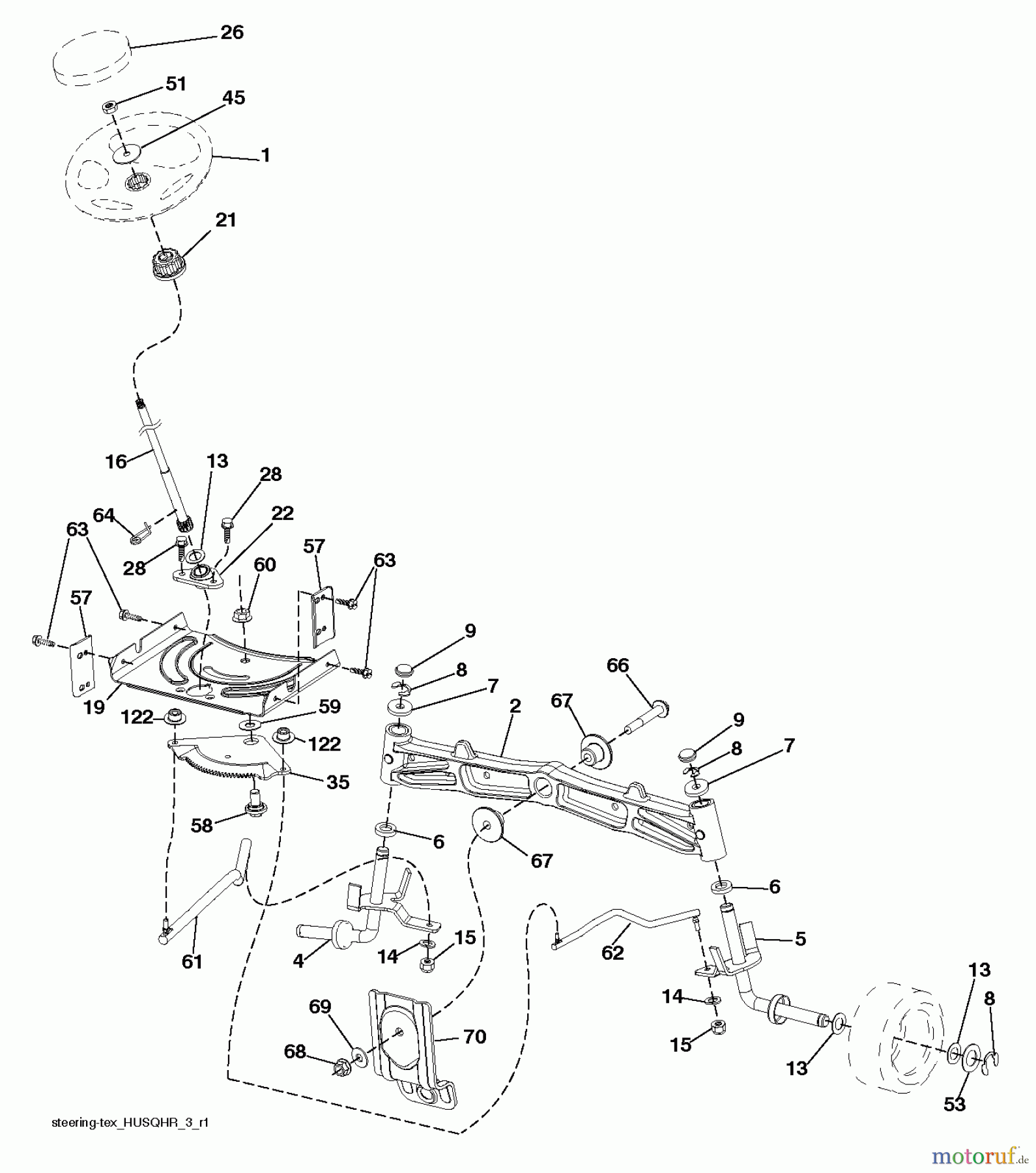 Husqvarna Rasen und Garten Traktoren YT 46LS (96043015000) - Husqvarna Yard Tractor (2012-09 & After) STEERING