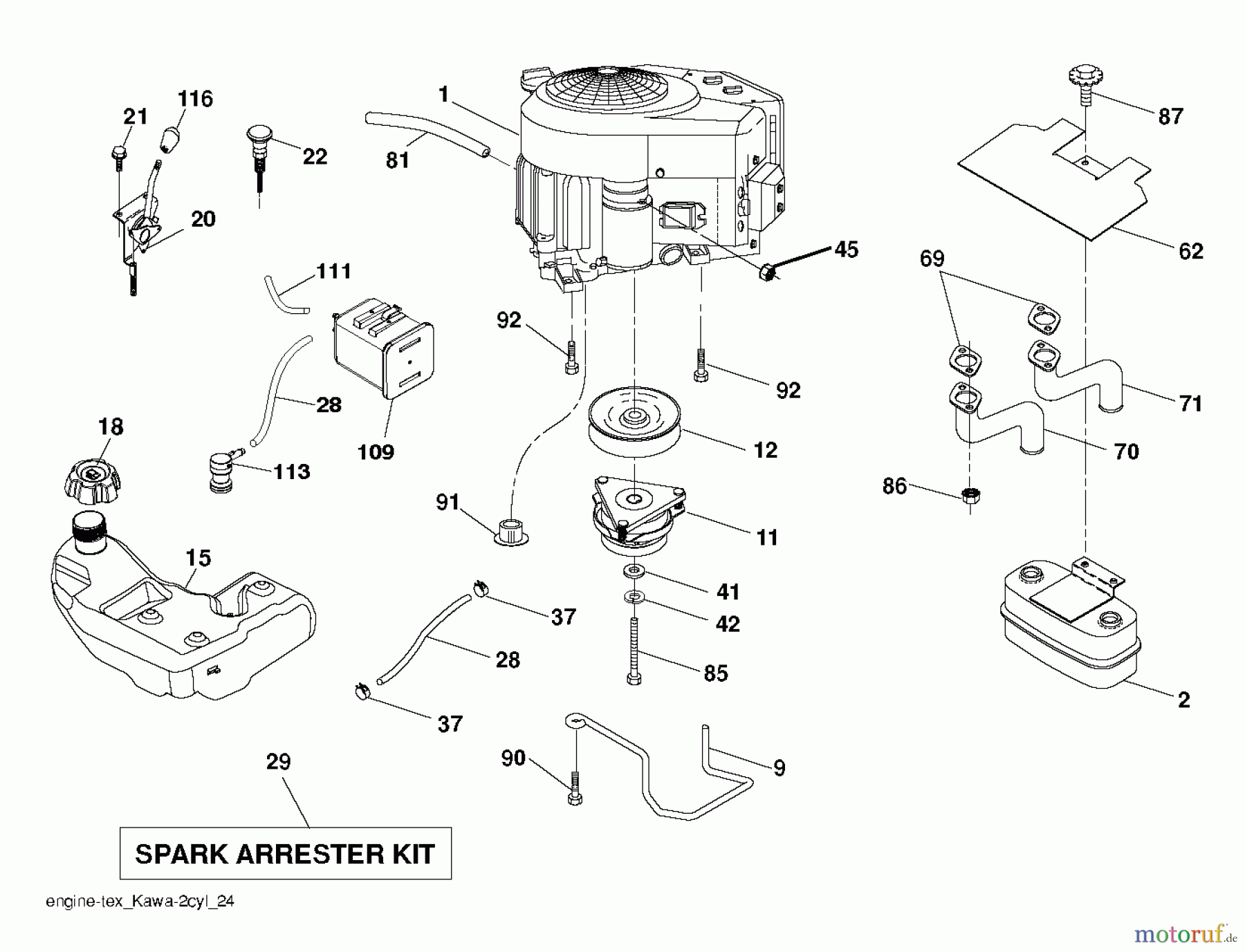 Husqvarna Rasen und Garten Traktoren YT 46LS (96043015100) - Husqvarna Yard Tractor (2012-10 & After) ENGINE