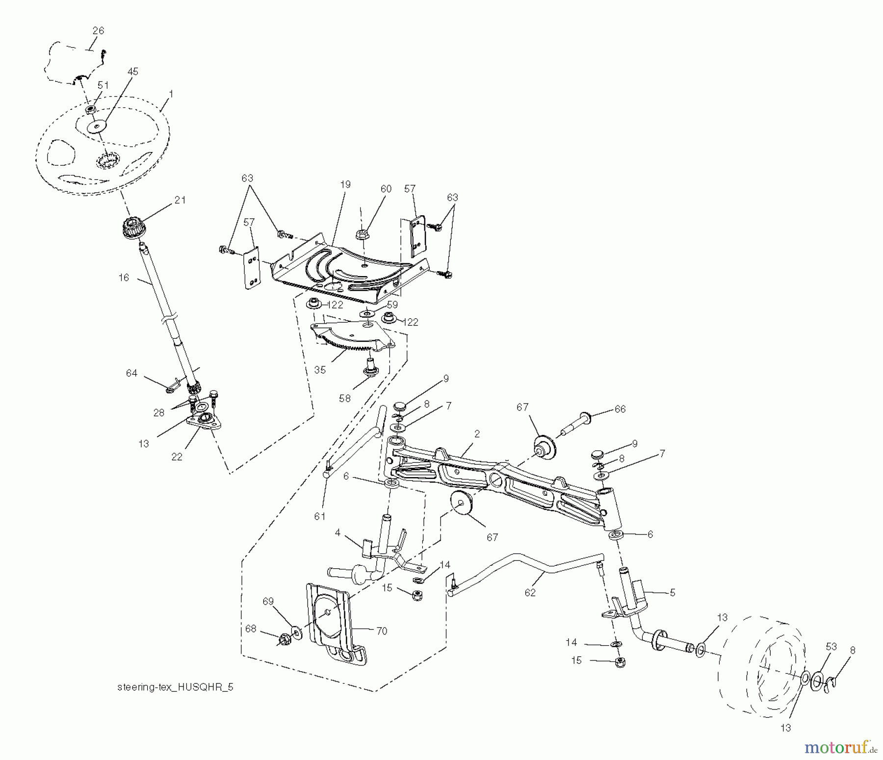 Husqvarna Rasen und Garten Traktoren YT 46LS (96043015100) - Husqvarna Yard Tractor (2012-10 & After) STEERING