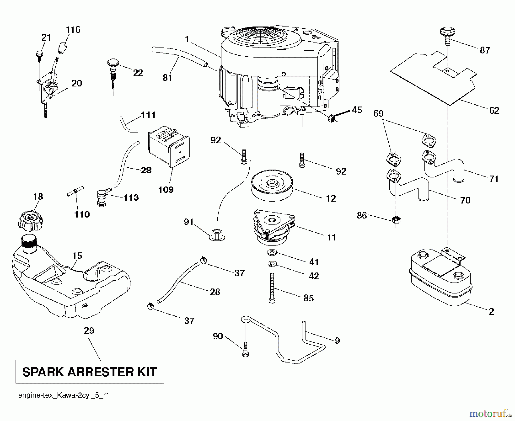 Husqvarna Rasen und Garten Traktoren YT 42XLS (96043015400) - Husqvarna Yard Tractor (2012-09 & After) ENGINE