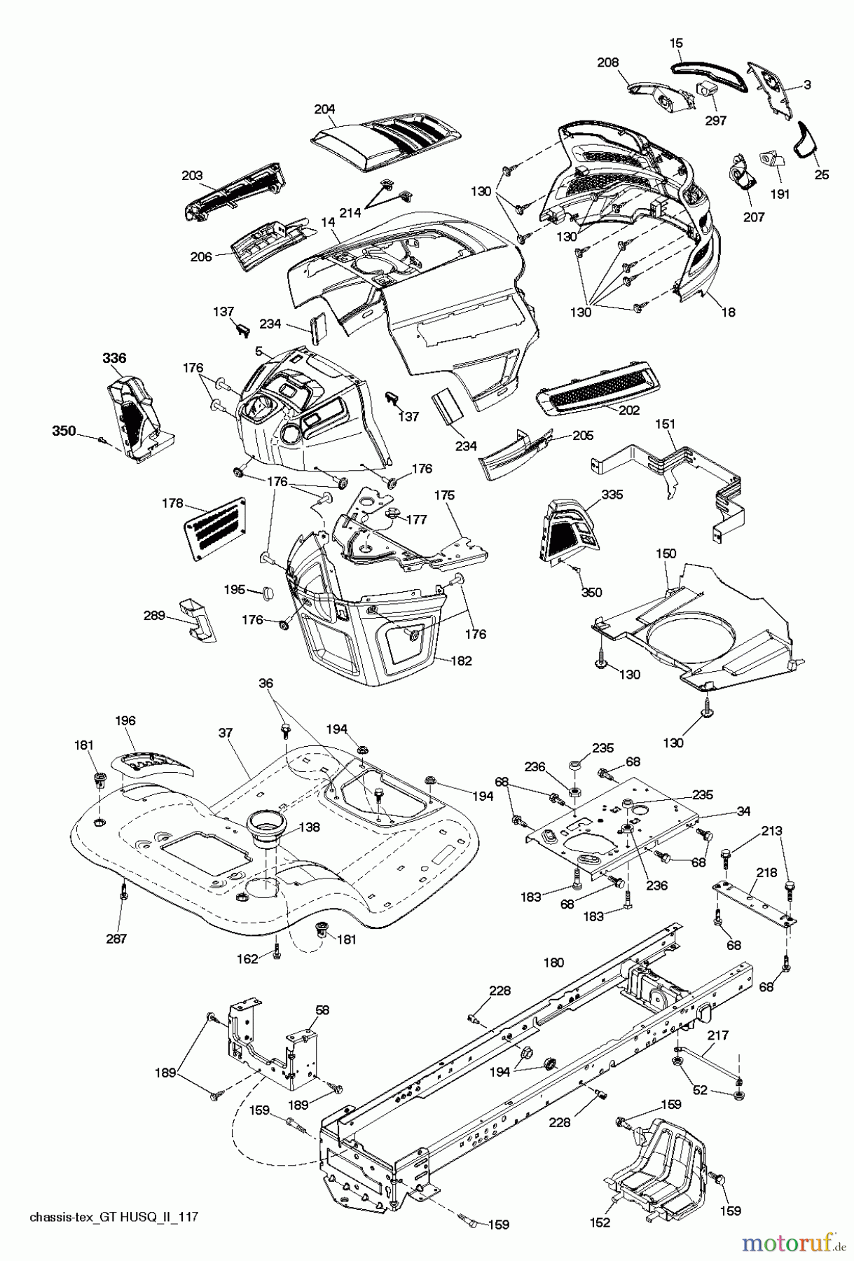 Husqvarna Rasen und Garten Traktoren YTA 19K42 (96043013901) - Husqvarna Yard Tractor (2012-10 & After) CHASSIS ENCLOSURES
