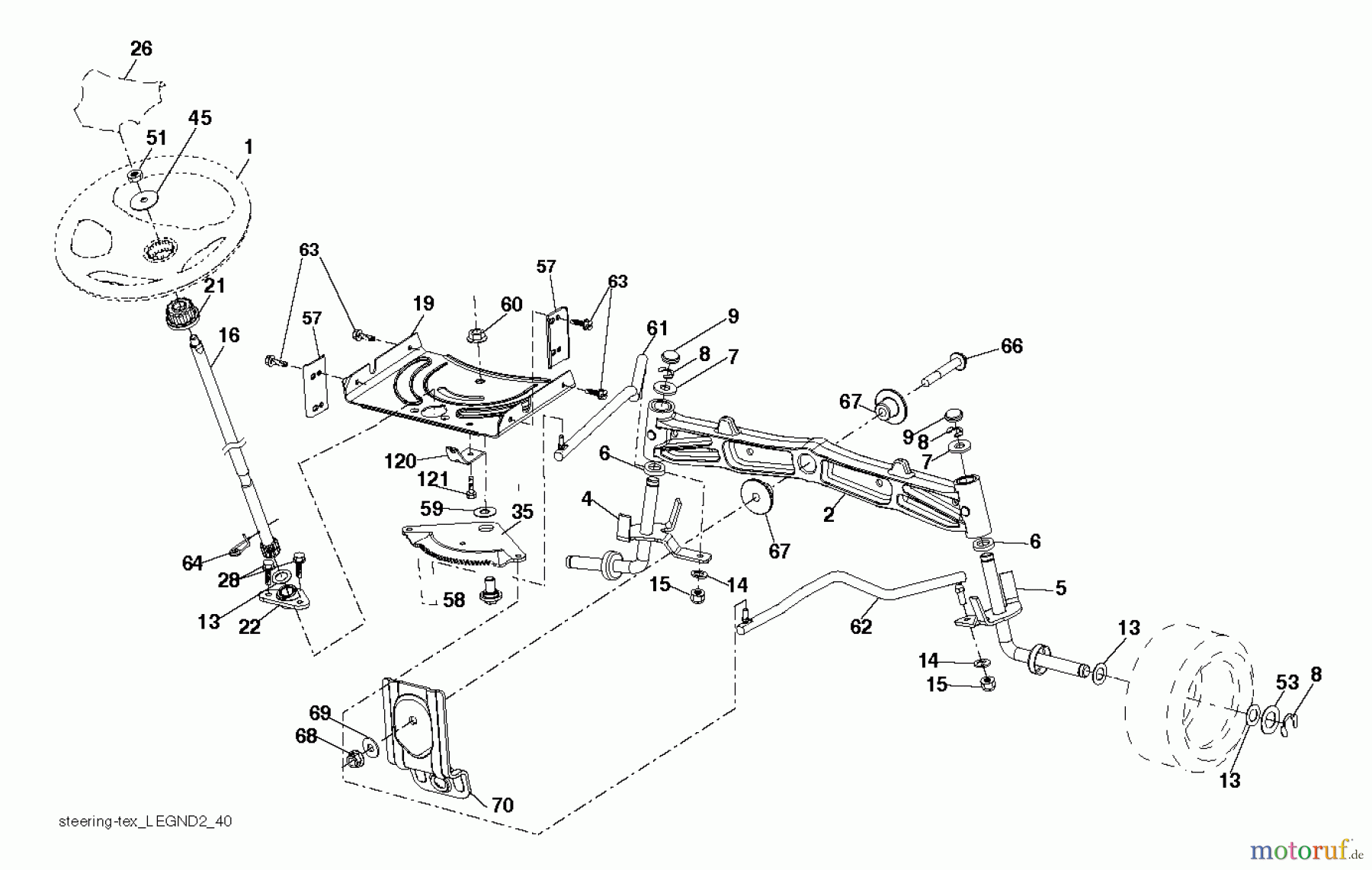 Husqvarna Rasen und Garten Traktoren YTA 19K42 (96043014200) - Husqvarna Yard Tractor (2011-09 & After) STEERING