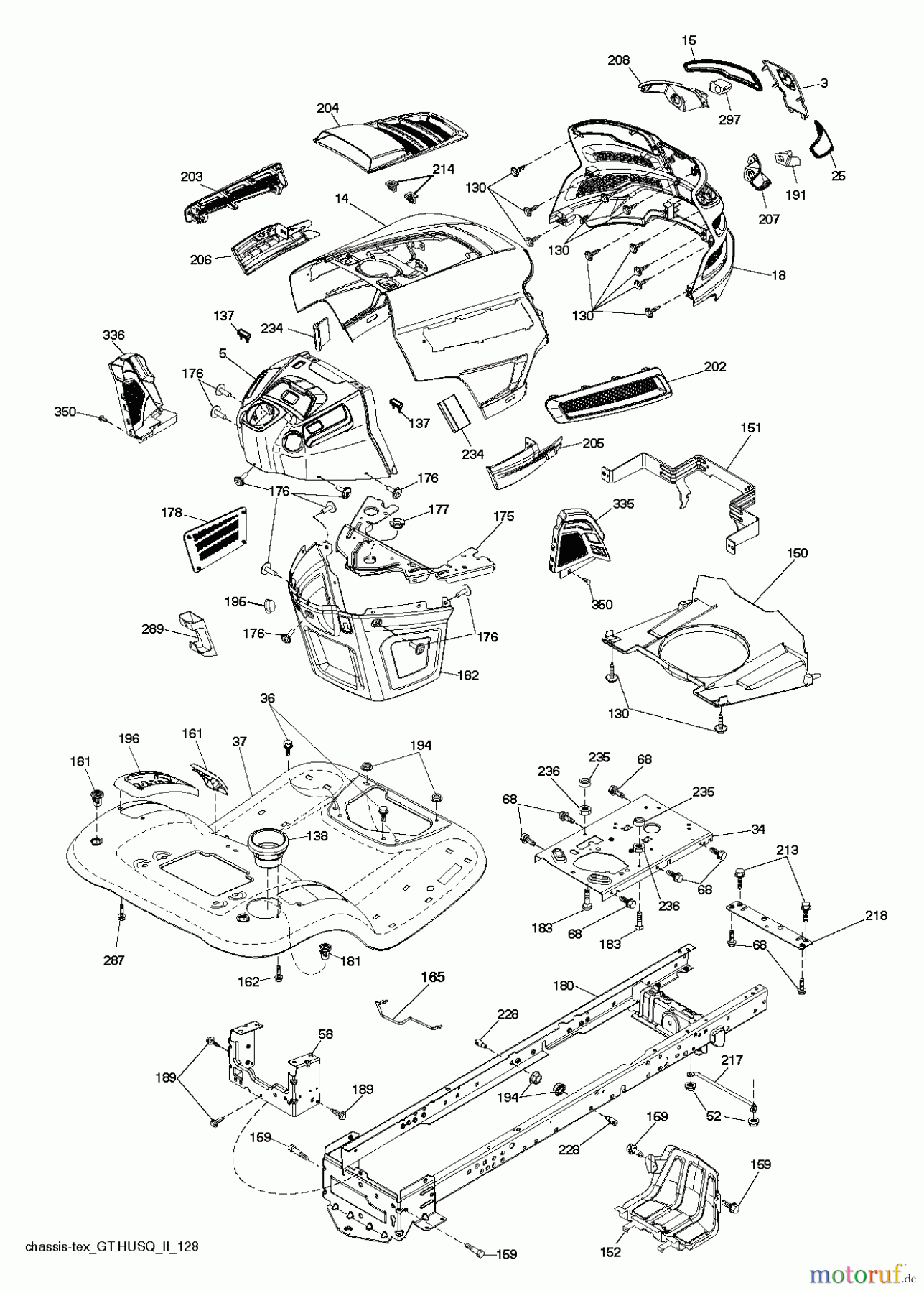 Husqvarna Rasen und Garten Traktoren YTA 19K42 (96043014201) - Husqvarna Yard Tractor (2012-12 & After) CHASSIS ENCLOSURES