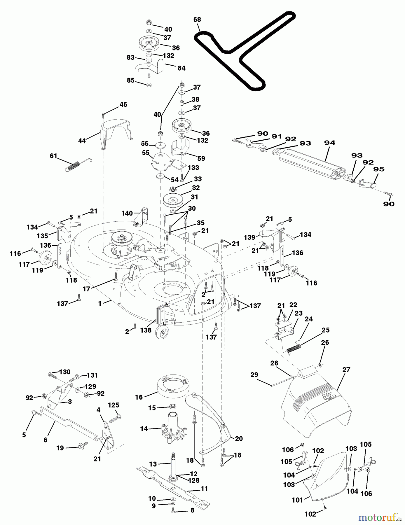 Husqvarna Rasen und Garten Traktoren YTH 145 (954140015A) - Husqvarna Yard Tractor (1999-05 & After) Mower Deck