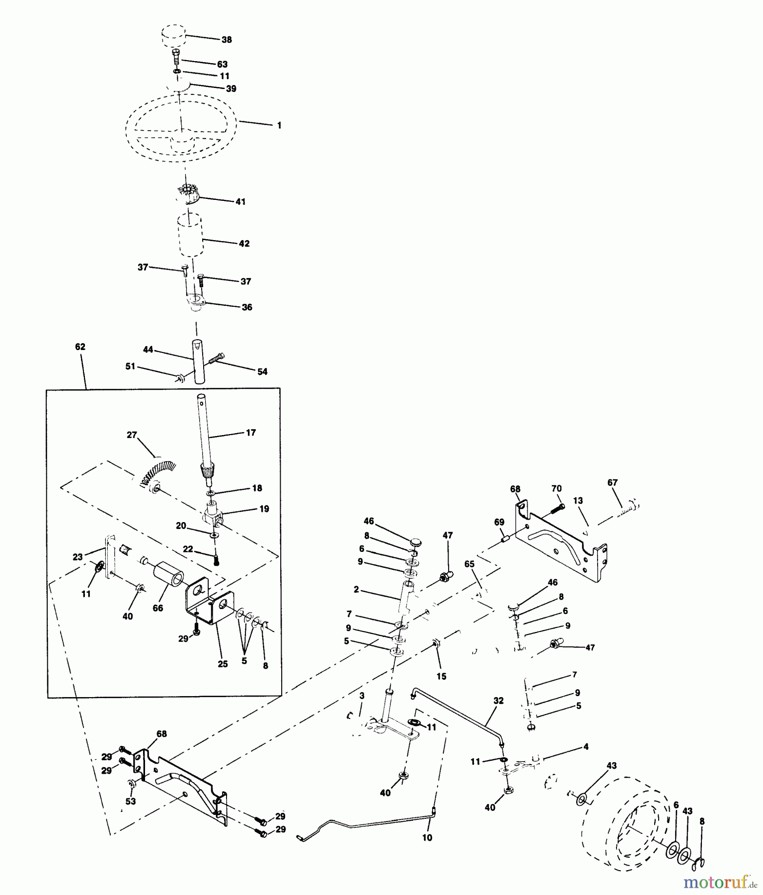 Husqvarna Rasen und Garten Traktoren YTH 150 (954140007) (HCLTH150C) - Husqvarna Yard Tractor (1997-05 & After) Steering Assembly