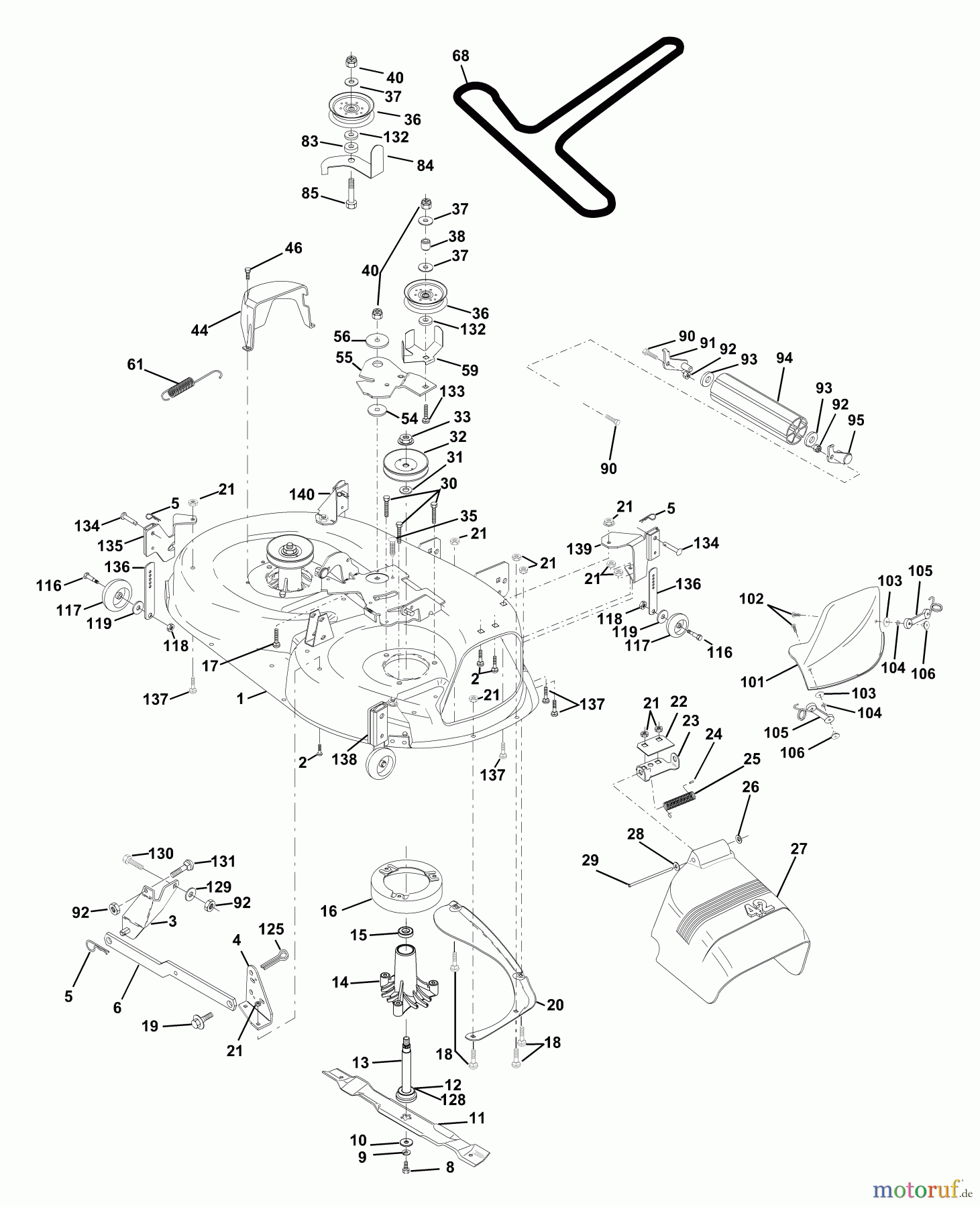 Husqvarna Rasen und Garten Traktoren YTH 150 (954140007) (HCLTH150E) - Husqvarna Yard Tractor (1998-03 to 1998-09) Mower Deck