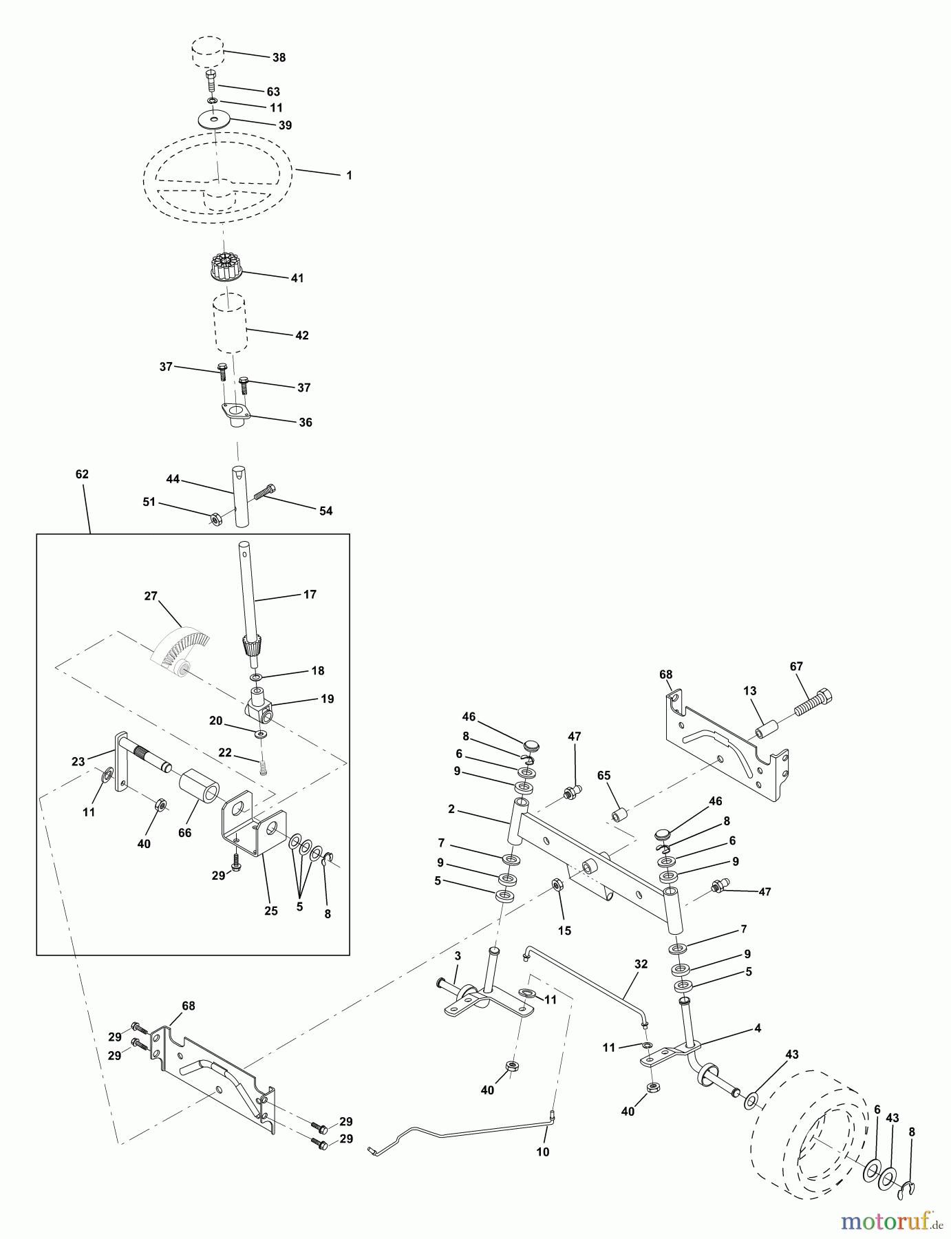  Husqvarna Rasen und Garten Traktoren YTH 150 (954140007) (HCLTH150E) - Husqvarna Yard Tractor (1998-03 to 1998-09) Steering Assembly