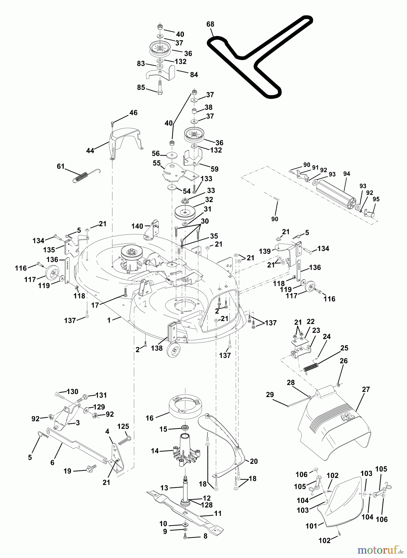 Husqvarna Rasen und Garten Traktoren YTH 150 (954140007) (HCLTH150H) - Husqvarna Yard Tractor (1998-10 to 1999-02) Mower Deck