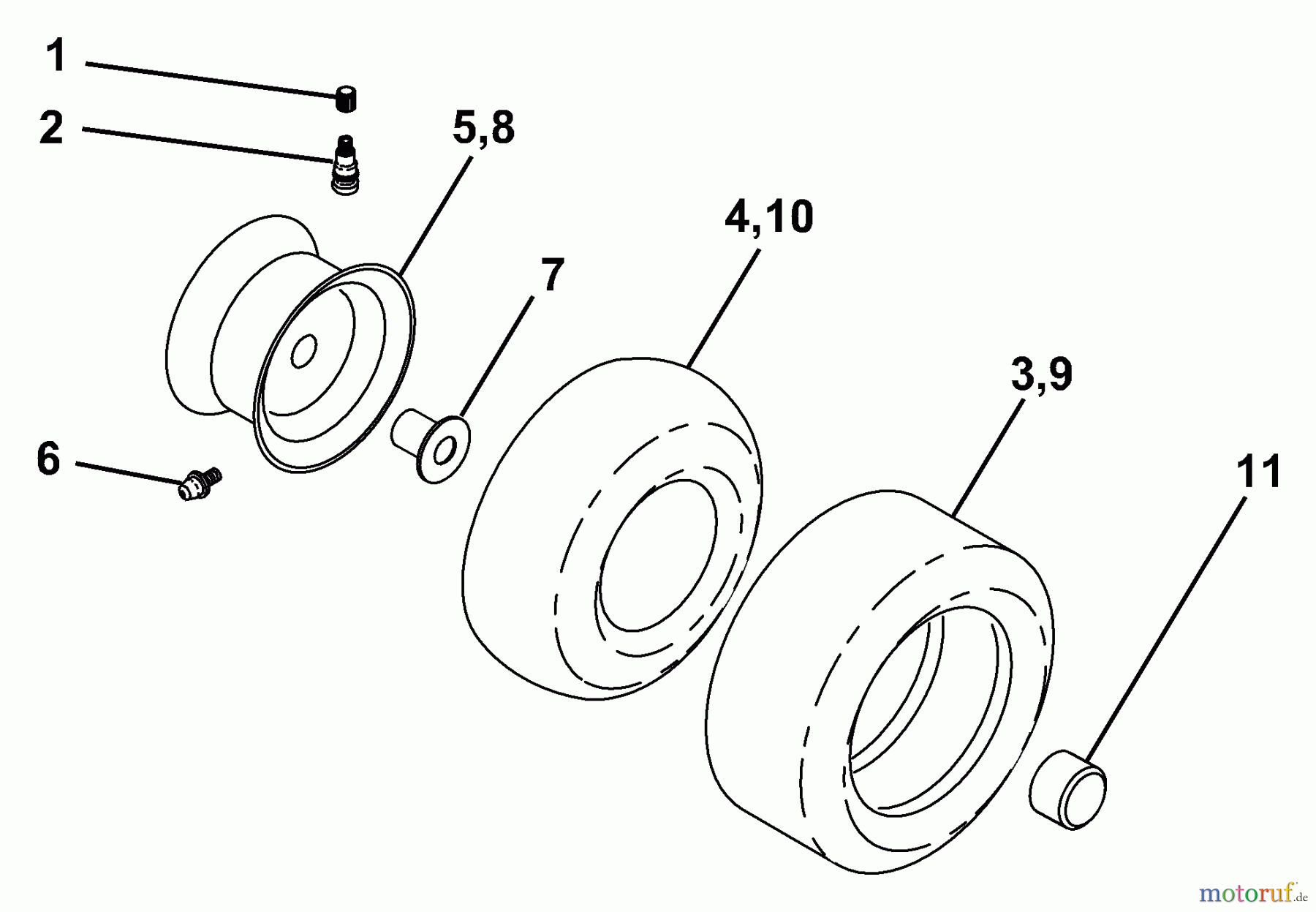  Husqvarna Rasen und Garten Traktoren YTH 150 (954140007) (HCLTH150E) - Husqvarna Yard Tractor (1998-03 to 1998-09) Wheels & Tires