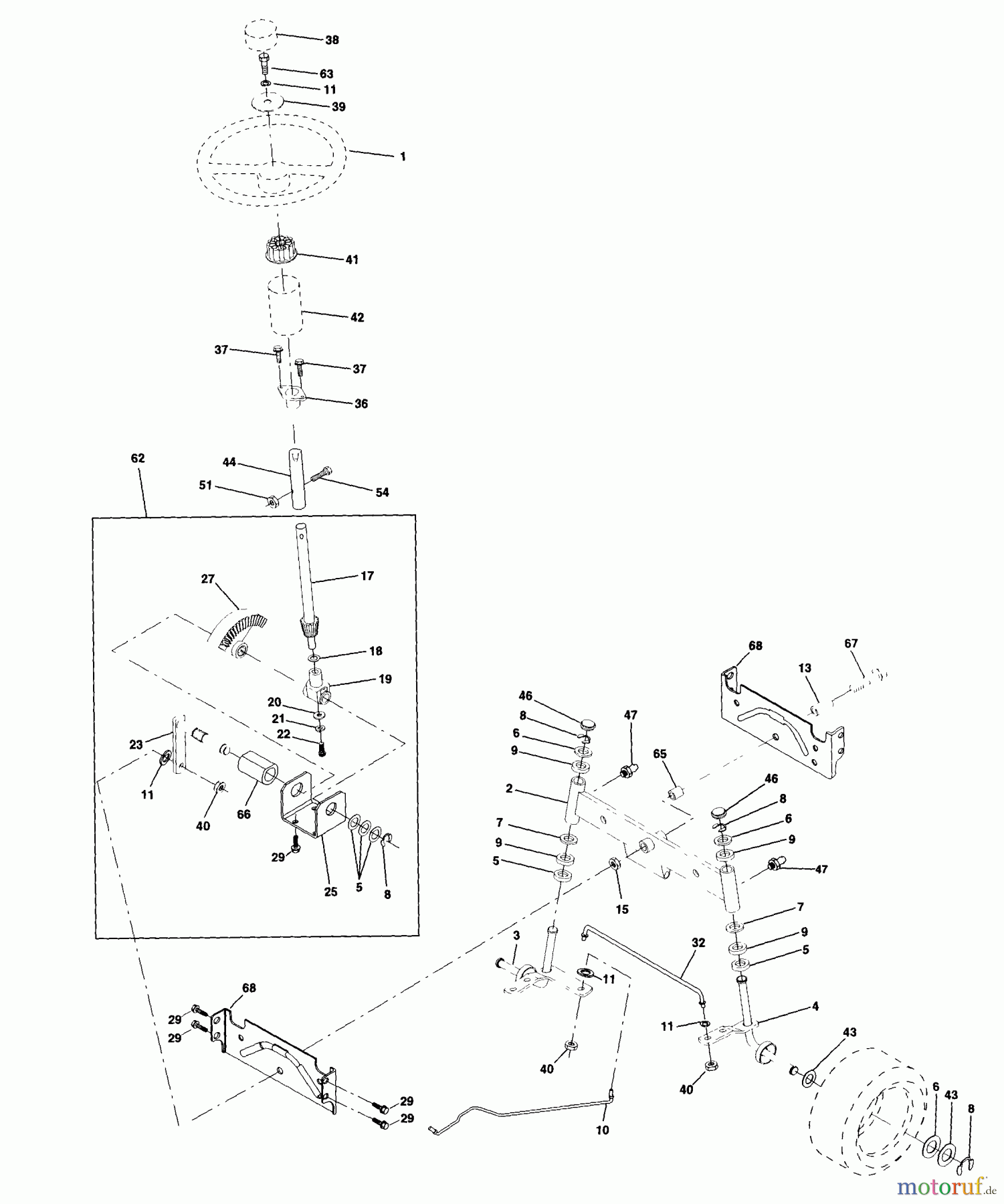 Husqvarna Rasen und Garten Traktoren YTH 150 (954140007) - Husqvarna Yard Tractor (1997-12 & After) Steering Assembly