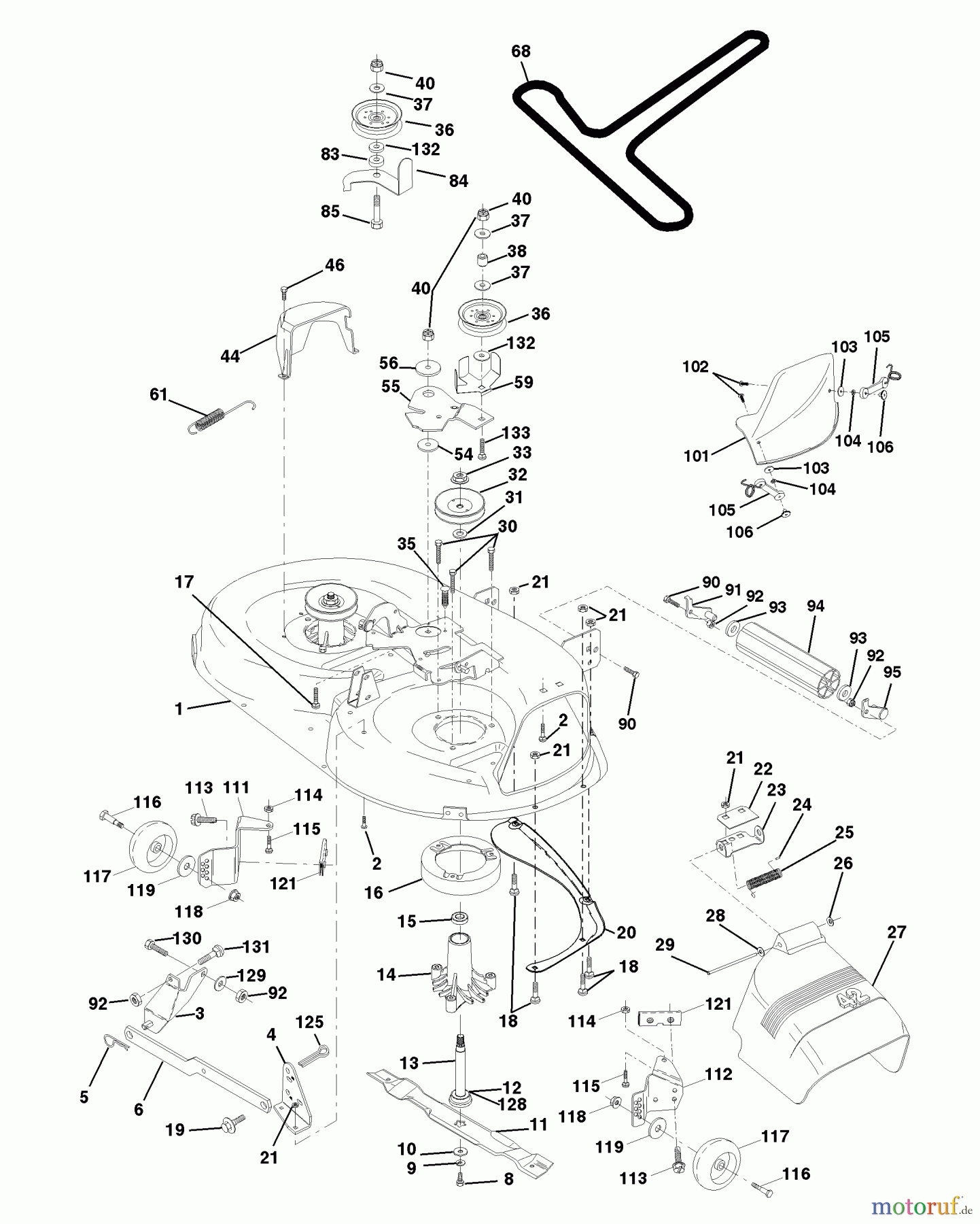 Husqvarna Rasen und Garten Traktoren YTH 150 (954140007B) - Husqvarna Yard Tractor (1997-12 & After) Mower Deck