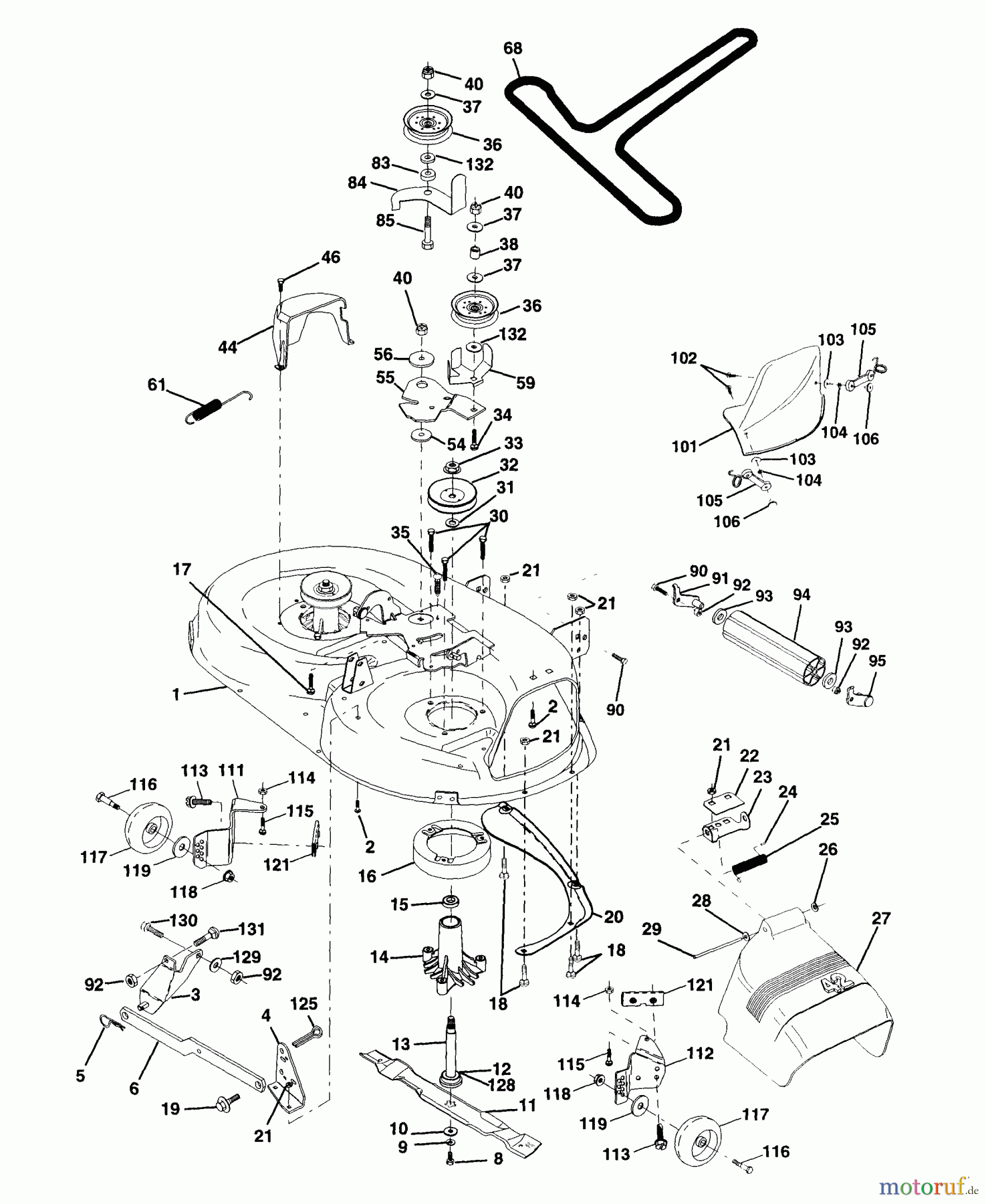Husqvarna Rasen und Garten Traktoren YTH 160 (954140008A) - Husqvarna Yard Tractor (1997-11 & After) Mower Deck