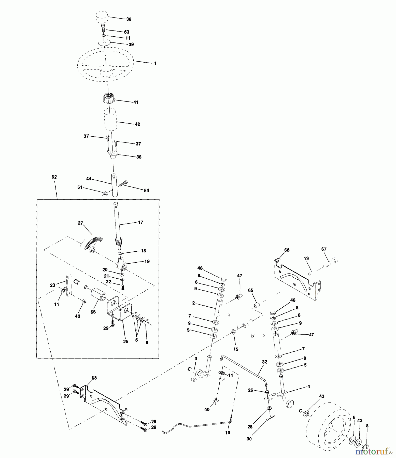 Husqvarna Rasen und Garten Traktoren YTH 160 (954140008A) - Husqvarna Yard Tractor (1997-11 & After) Steering Assembly