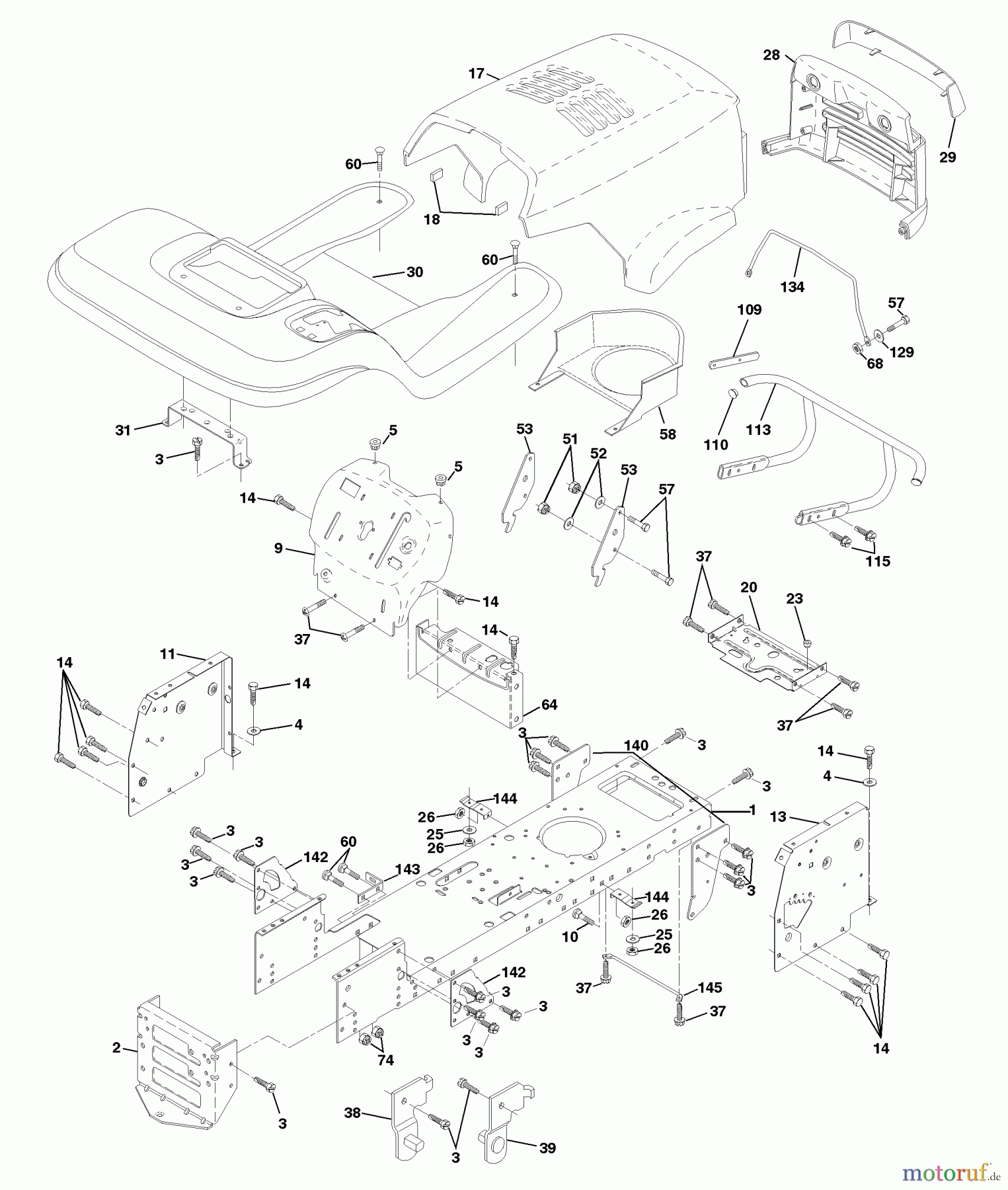 Husqvarna Rasen und Garten Traktoren YTH 160 (954140008B) - Husqvarna Yard Tractor (1998-07 & After) Chassis And Enclosures